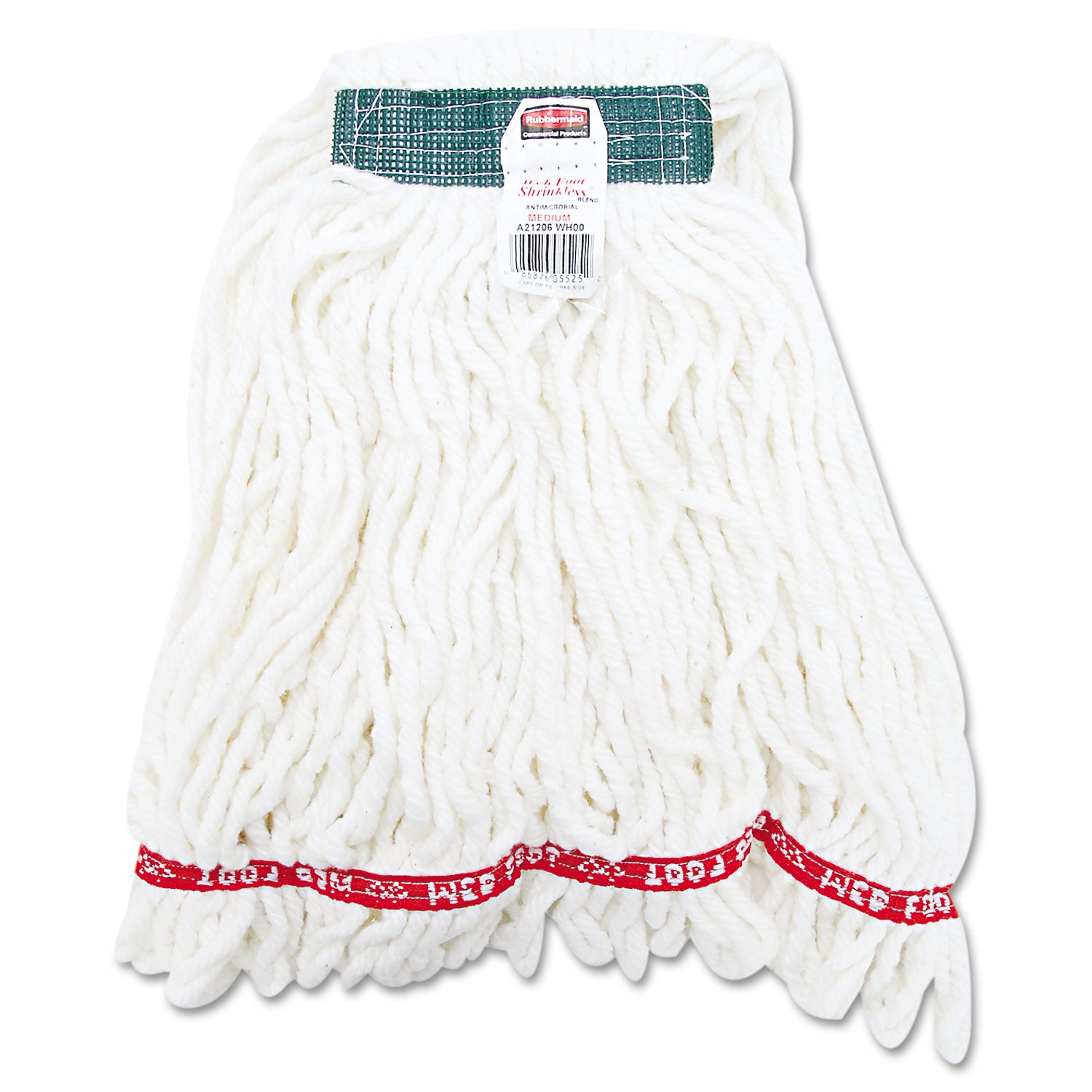 Web Foot Shrinkless Looped-End Wet Mop Head, Cotton/Synthetic, Medium, White, 6/Carton - 