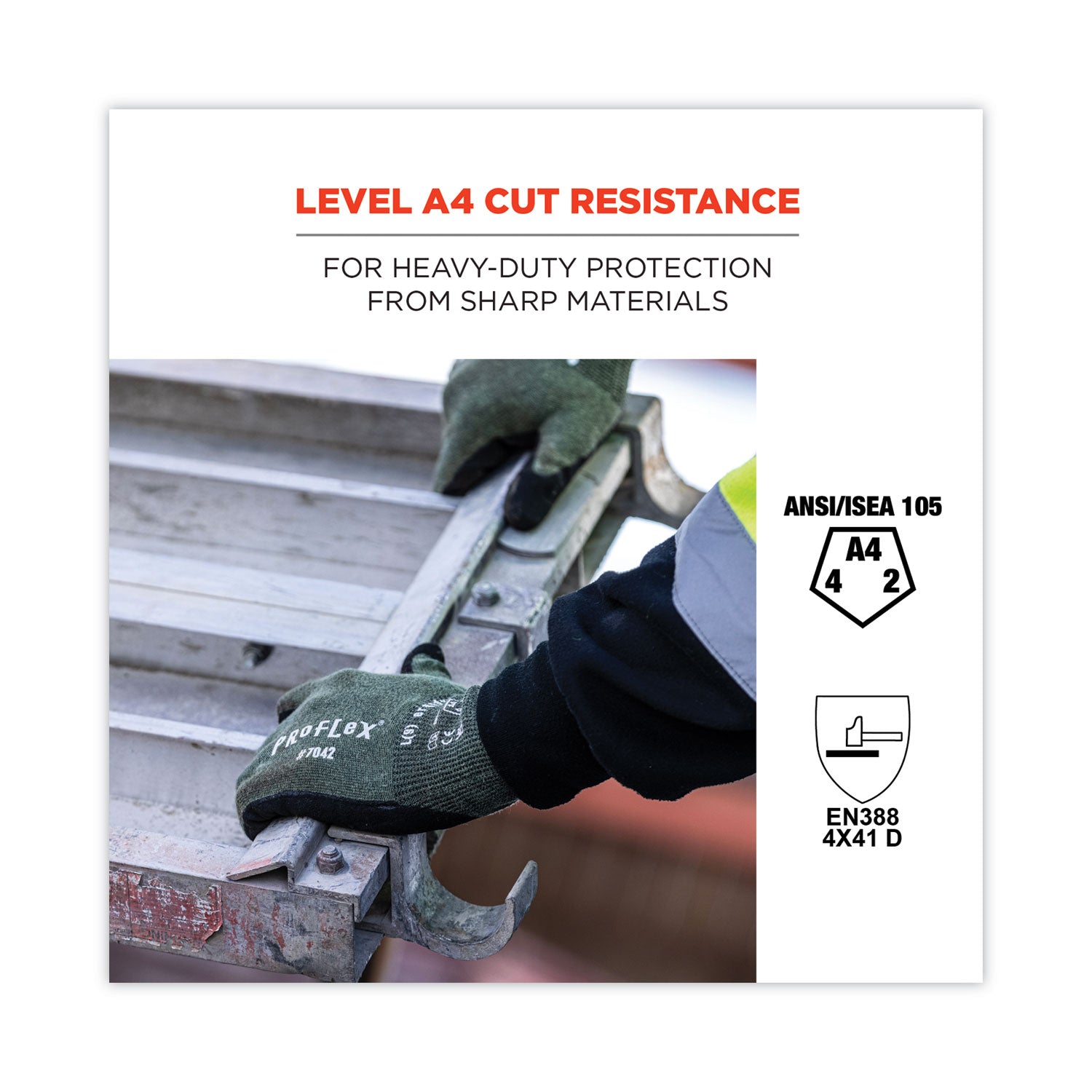 ProFlex 7042 ANSI A4 Nitrile-Coated CR Gloves, Green, Large, Pair, Ships in 1-3 Business Days