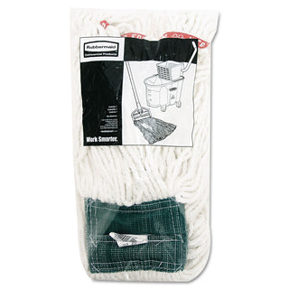 Rubbermaid Commercial 5" Headband Shrinkless Wet Mop - Medium - Shrinkless, Chemical Resistant, Durable - Cotton, Yarn, Synthetic, PVC - White - 6 / Carton