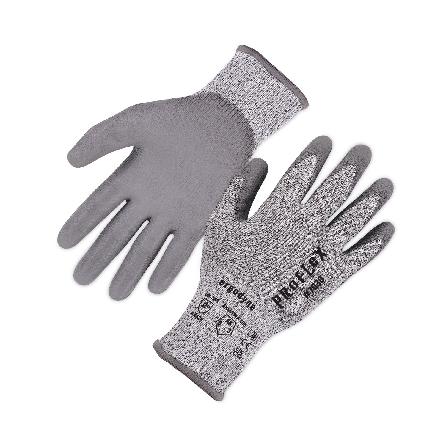 ProFlex 7030 ANSI A3 PU Coated CR Gloves, Gray, Large, 12 Pairs/Pack, Ships in 1-3 Business Days