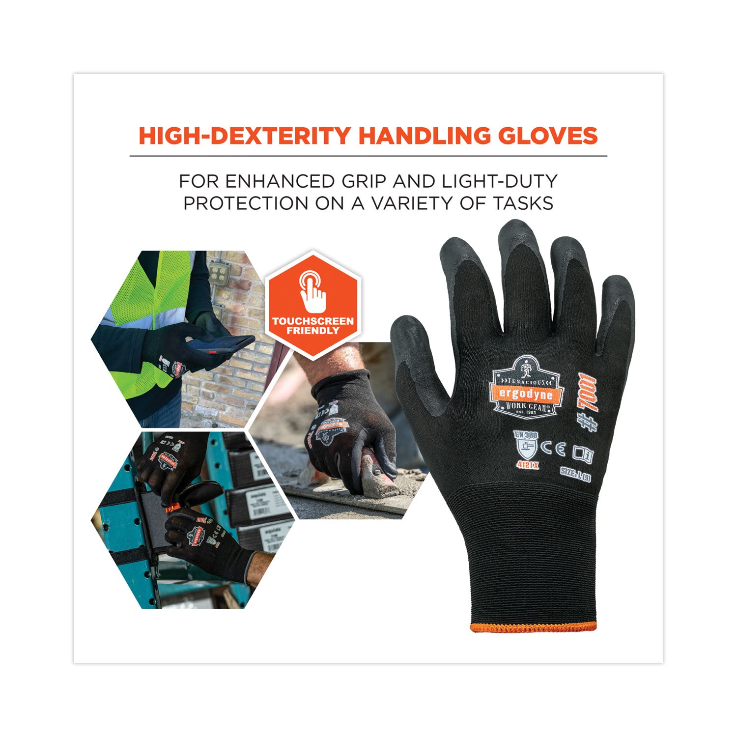 ProFlex 7001 Nitrile-Coated Gloves, Black, Large, 144 Pairs/Pack, Ships in 1-3 Business Days