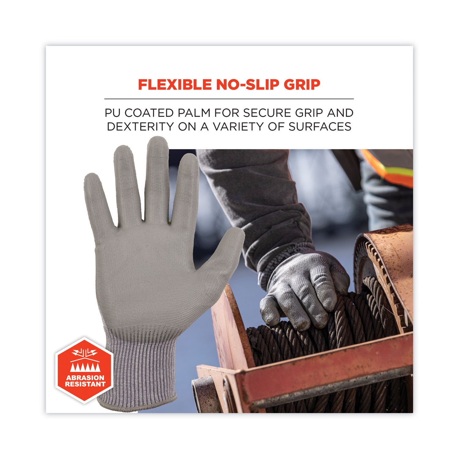 ProFlex 7024 ANSI A2 PU Coated CR Gloves, Gray, X-Large, Pair, Ships in 1-3 Business Days
