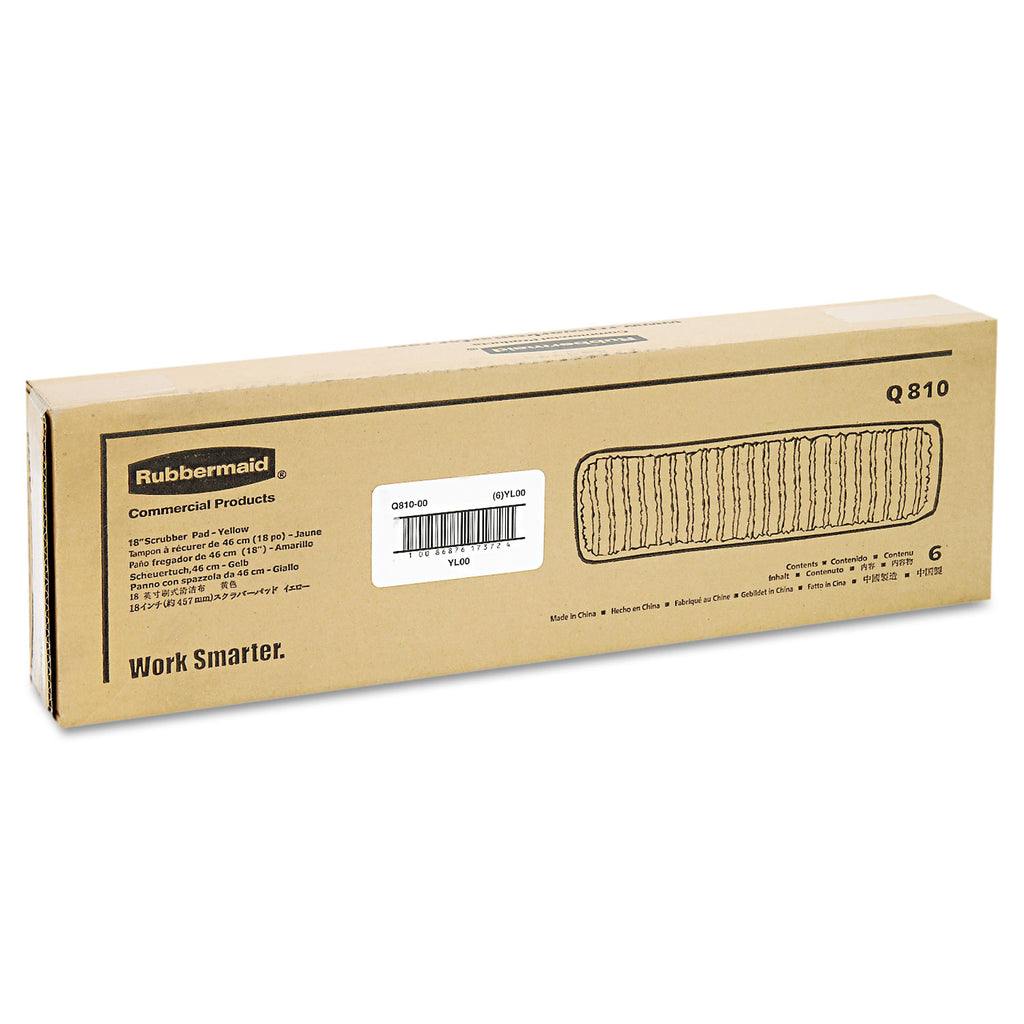 Microfiber Scrubber Pad, Vertical Polyprolene Stripes, 18", Yellow, 6/Carton