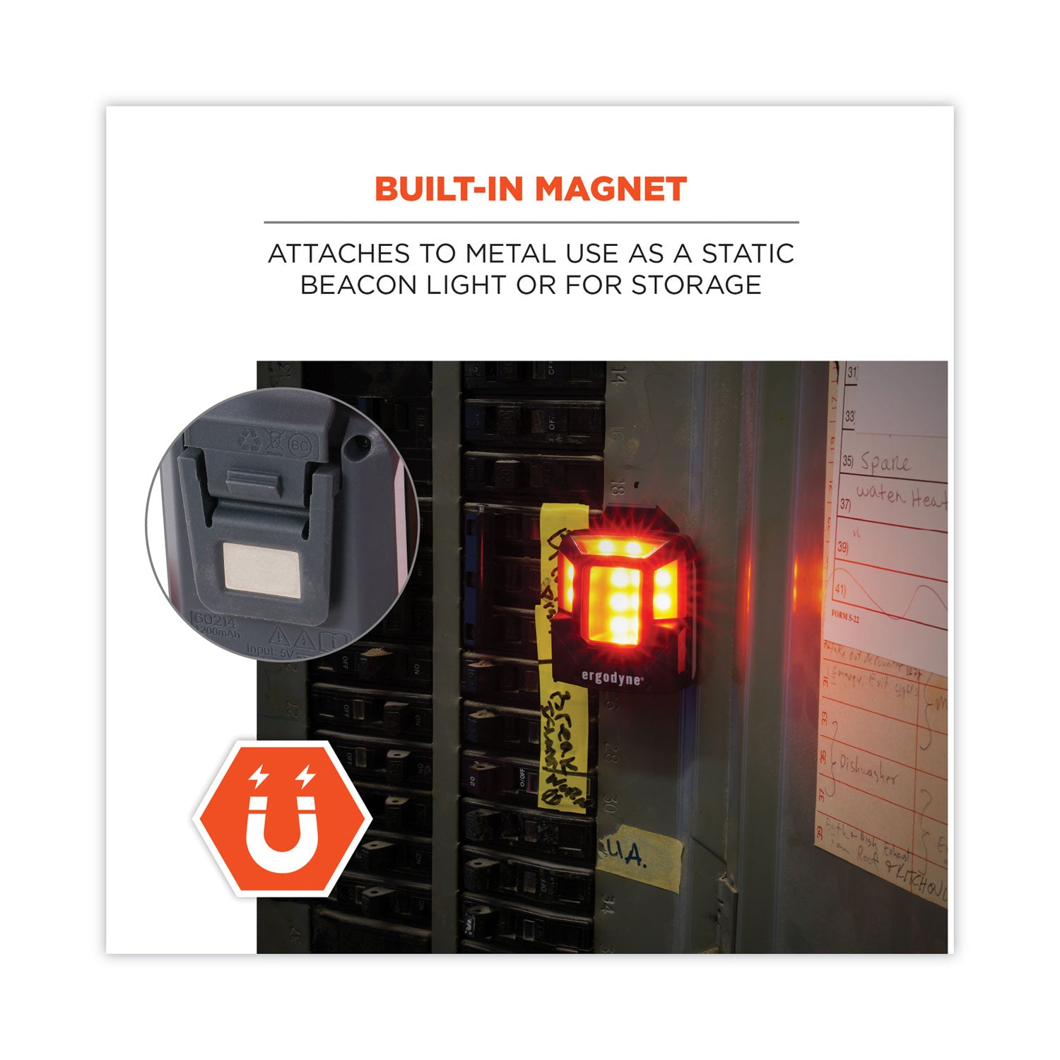 Skullerz 8993 Hard Hat Safety Light, 1.5 x 3 x 1.5, Black, Ships in 1-3 Business Days