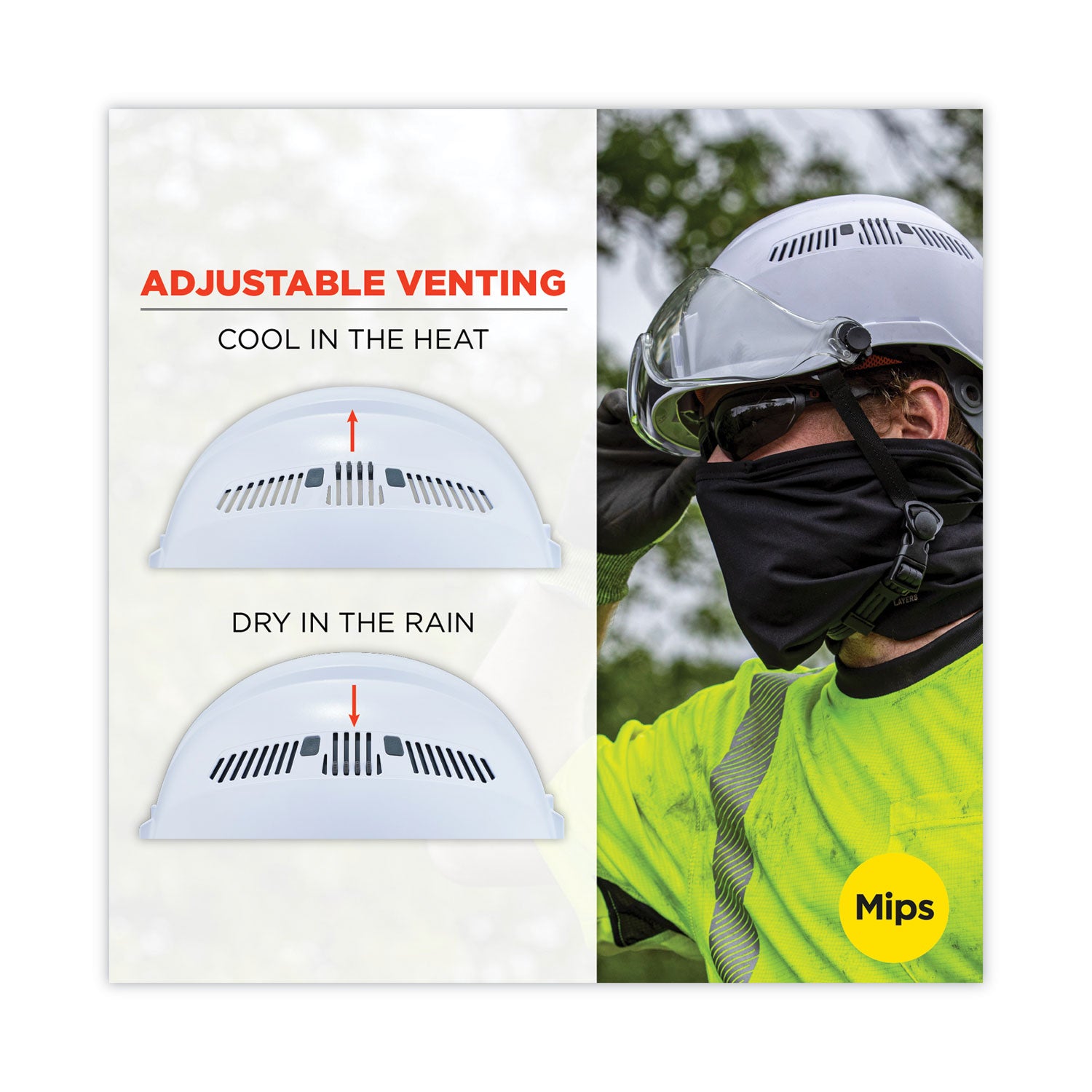 Skullerz 8975-MIPS Class C Safety Helmet with MIPS Elevate Ratchet Suspension, White, Ships in 1-3 Business Days