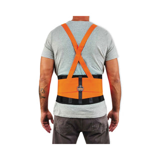 ProFlex 100HV Economy Hi-Vis Spandex Back Support Brace, Large, 34" to 38" Waist, Black/Orange, Ships in 1-3 Business Days