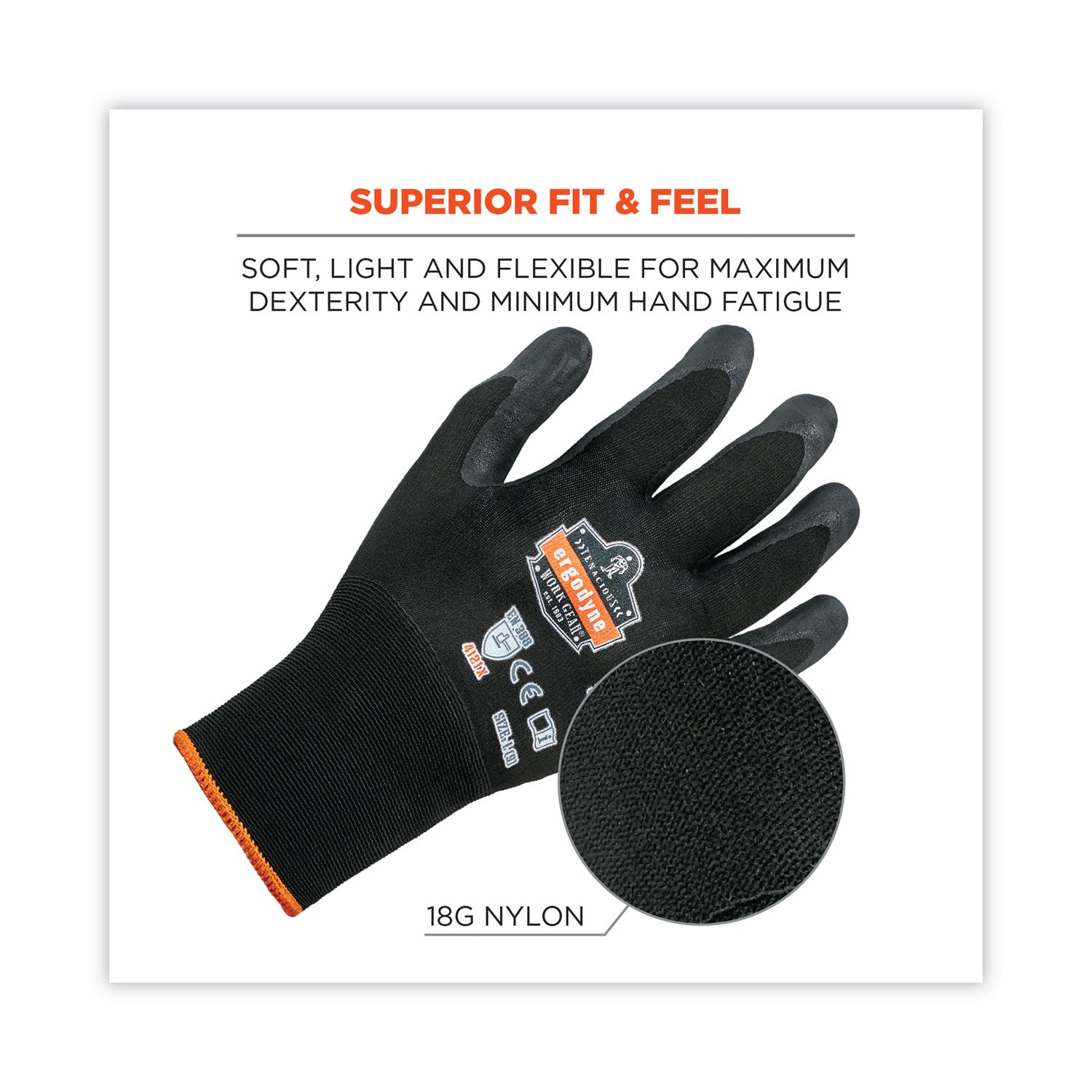 ProFlex 7001 Nitrile-Coated Gloves, Black, Large, Pair, Ships in 1-3 Business Days