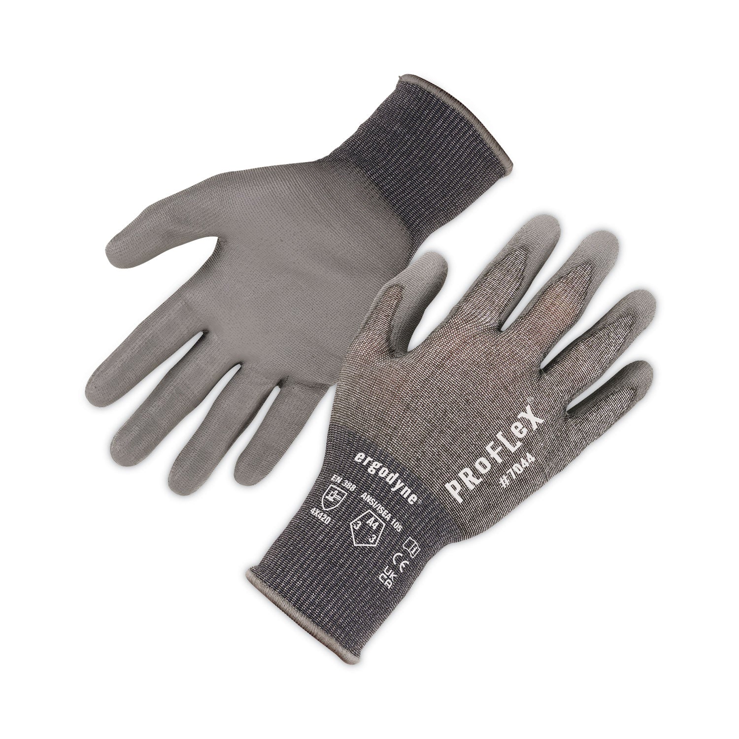 ProFlex 7044 ANSI A4 PU Coated CR Gloves, Gray, Large, Pair, Ships in 1-3 Business Days