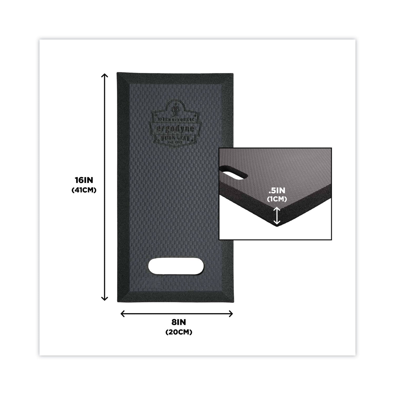 ProFlex 376 Small Foam Kneeling Pad, 0.5", Small, Black, Ships in 1-3 Business Days