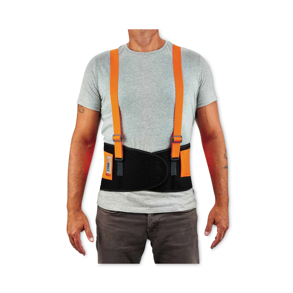 ProFlex 100HV Economy Hi-Vis Spandex Back Support Brace, X-Small, 20" to 25" Waist, Black/Orange, Ships in 1-3 Business Days