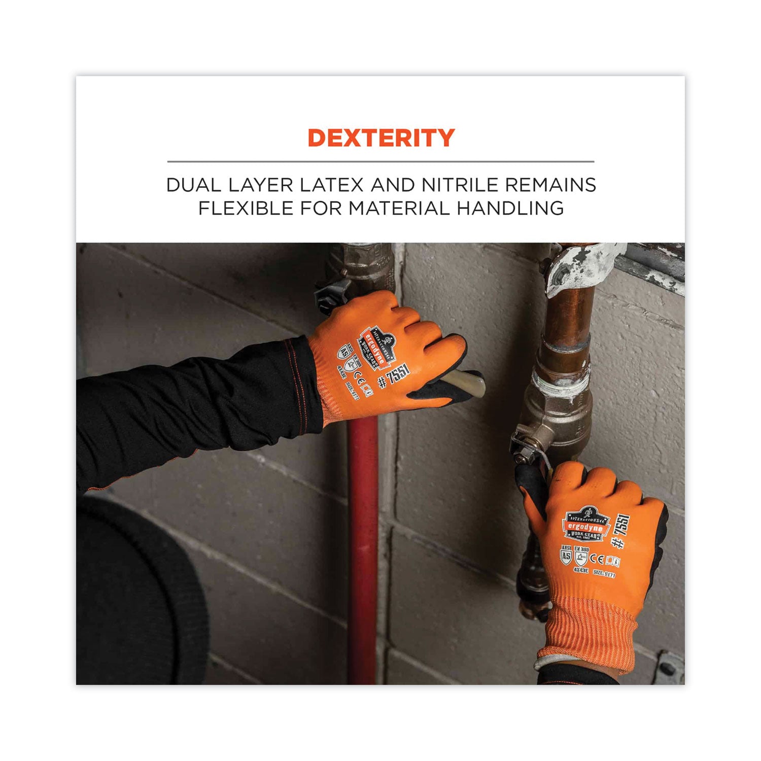 ProFlex 7551 ANSI A5 Coated Waterproof CR Gloves, Orange, Large, Pair, Ships in 1-3 Business Days