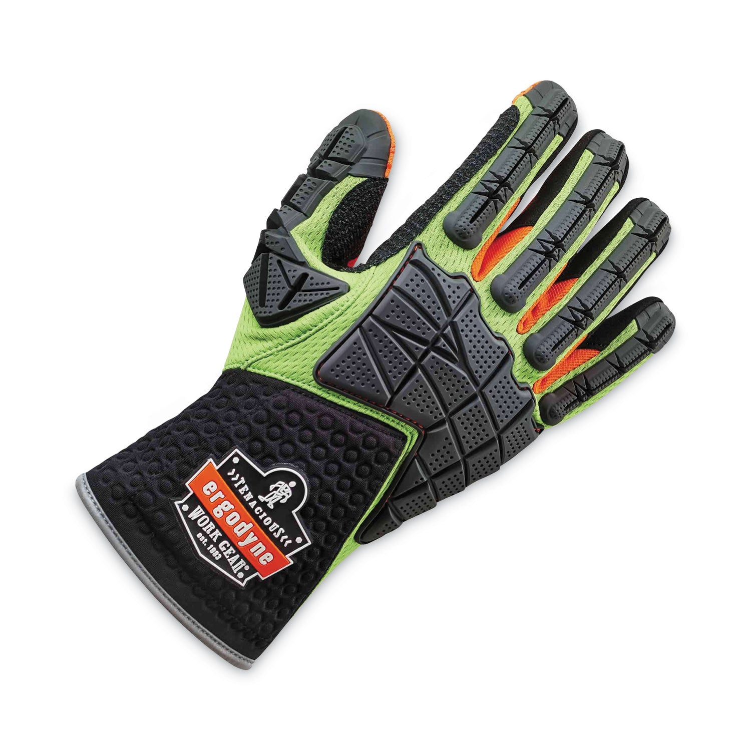 ProFlex 925F(x) Standard Dorsal Impact-Reducing Gloves, Black/Lime, Large, Pair, Ships in 1-3 Business Days