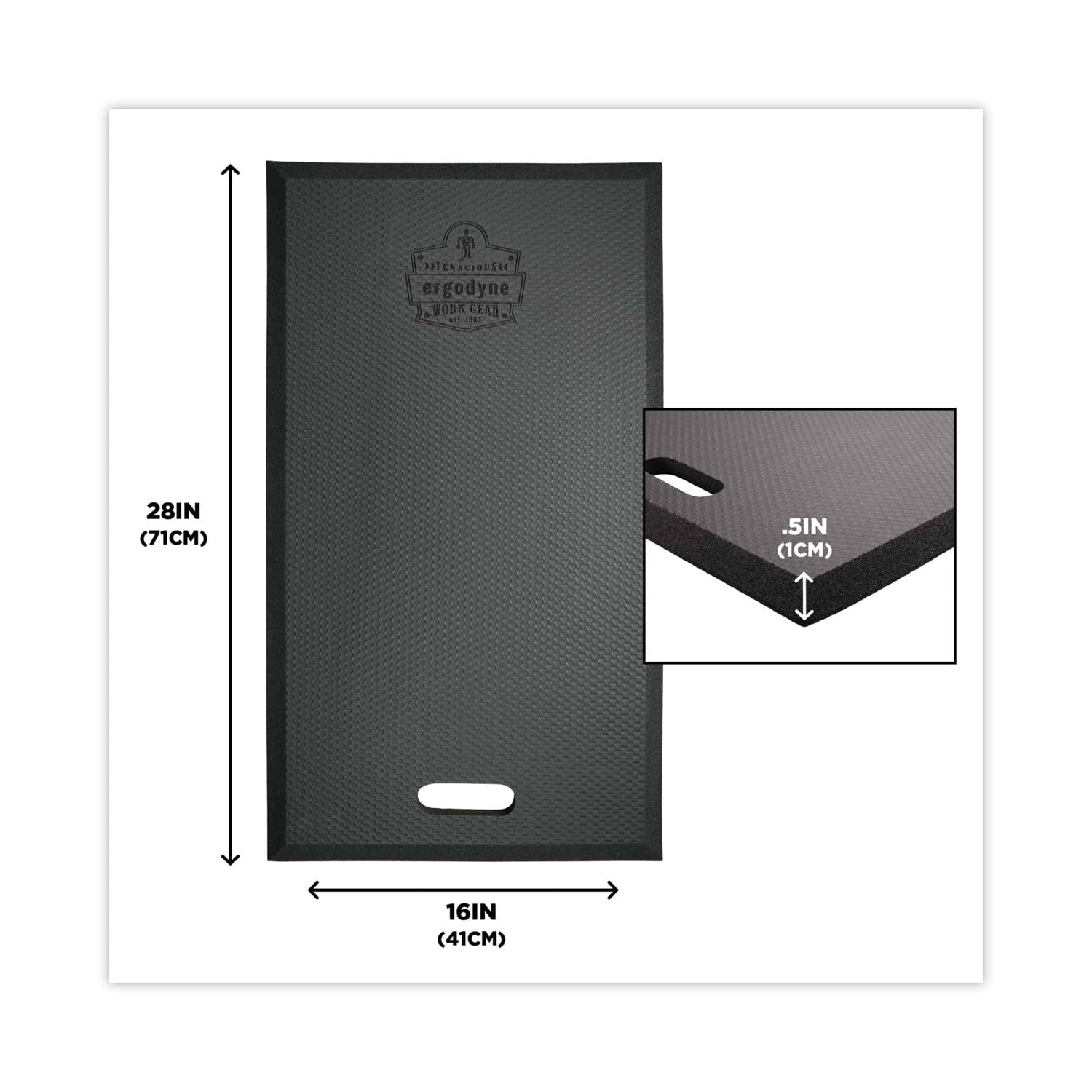 ProFlex 386 Large Foam Kneeling Pad, 0.5", Large, Black, Ships in 1-3 Business Days