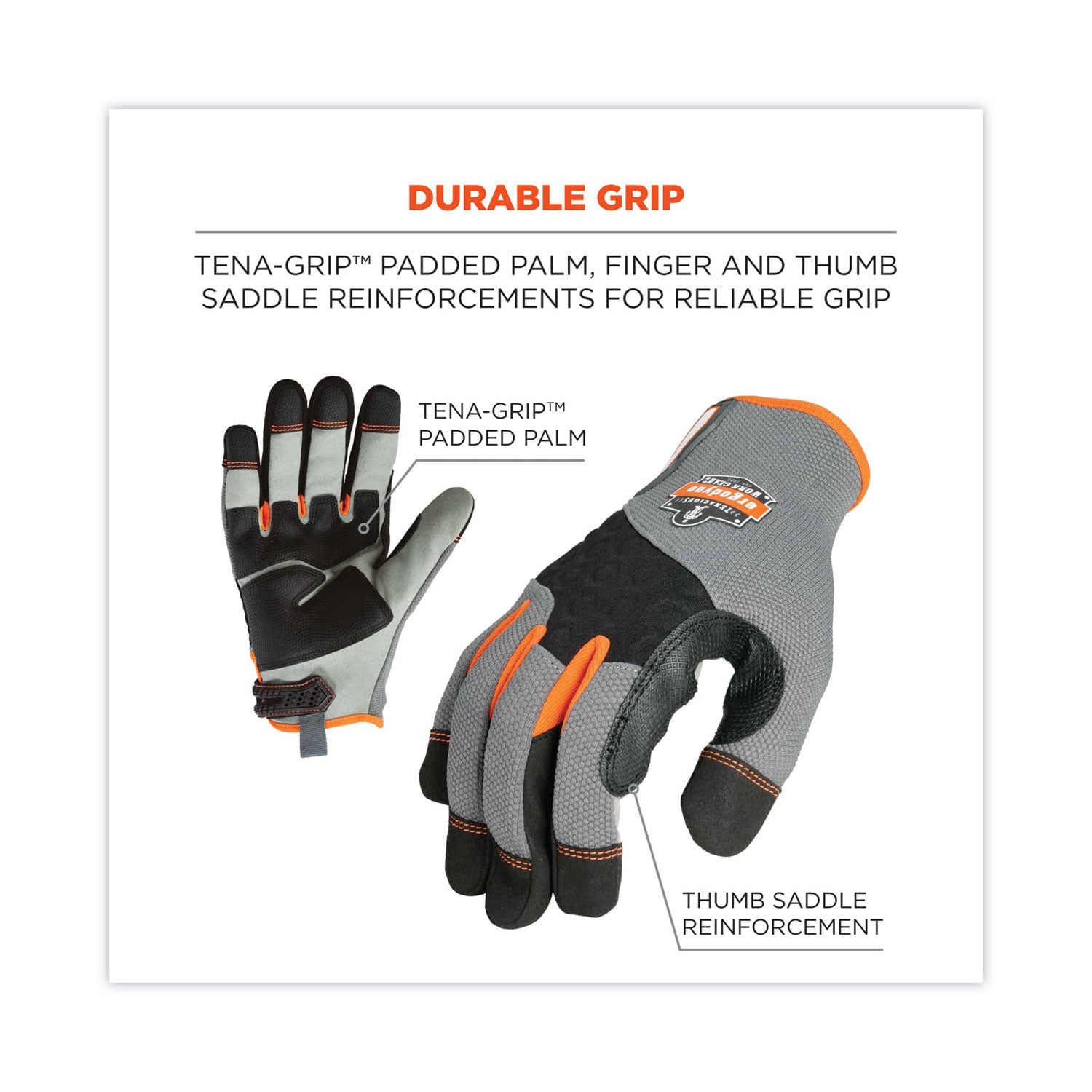 ProFlex 710 Heavy-Duty Mechanics Gloves, Gray, 2X-Large, Pair, Ships in 1-3 Business Days - 5