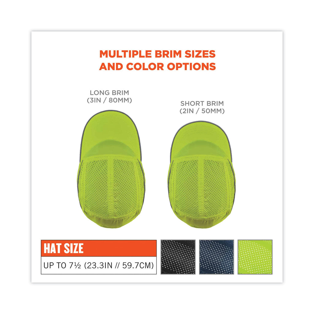 Skullerz 8955 Lightweight Bump Cap Hat, Short Brim Lime, Ships in 1-3 Business Days