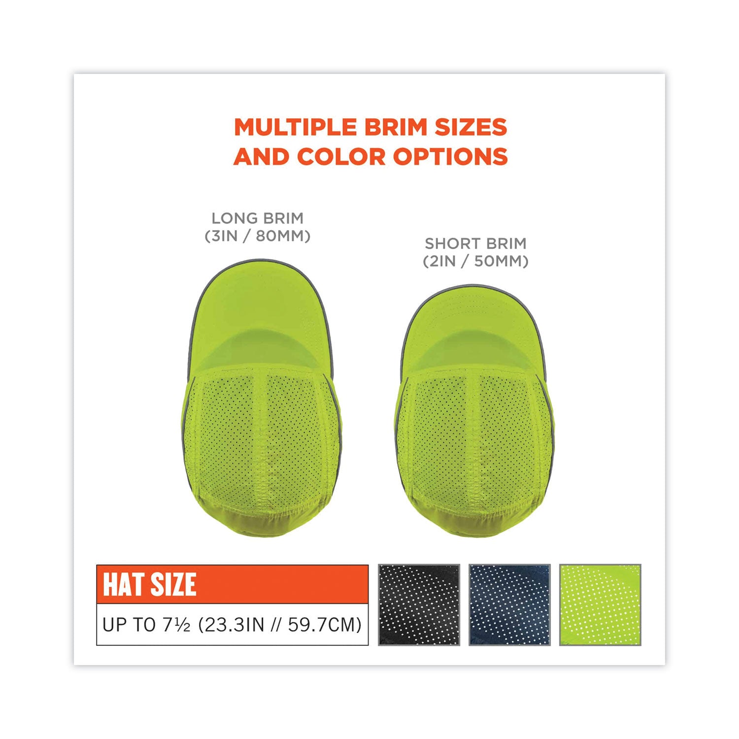 Skullerz 8955 Lightweight Bump Cap Hat, Short Brim Lime, Ships in 1-3 Business Days