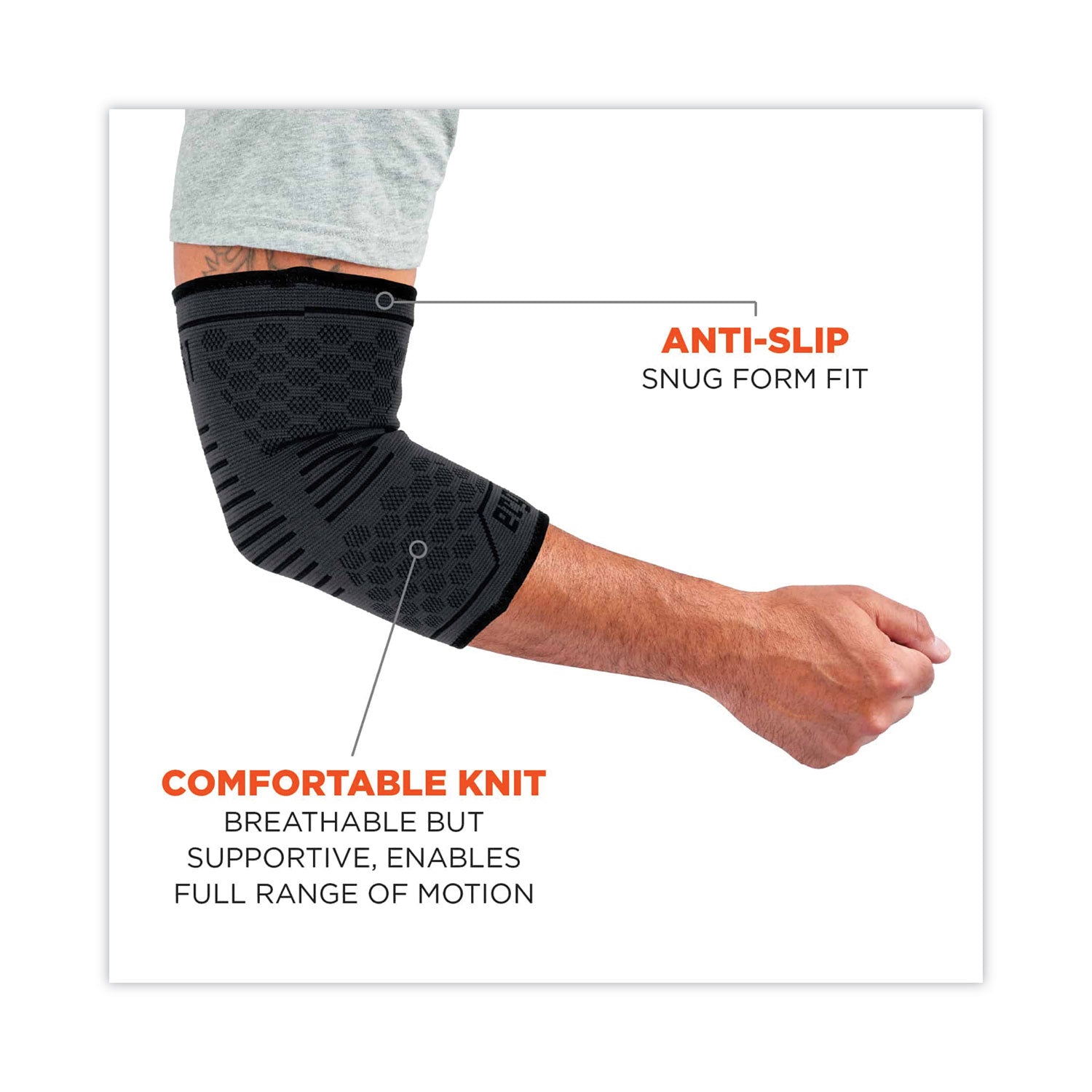 ProFlex 651 Elbow Compression Sleeve, Medium, Gray/Black, Ships in 1-3 Business Days