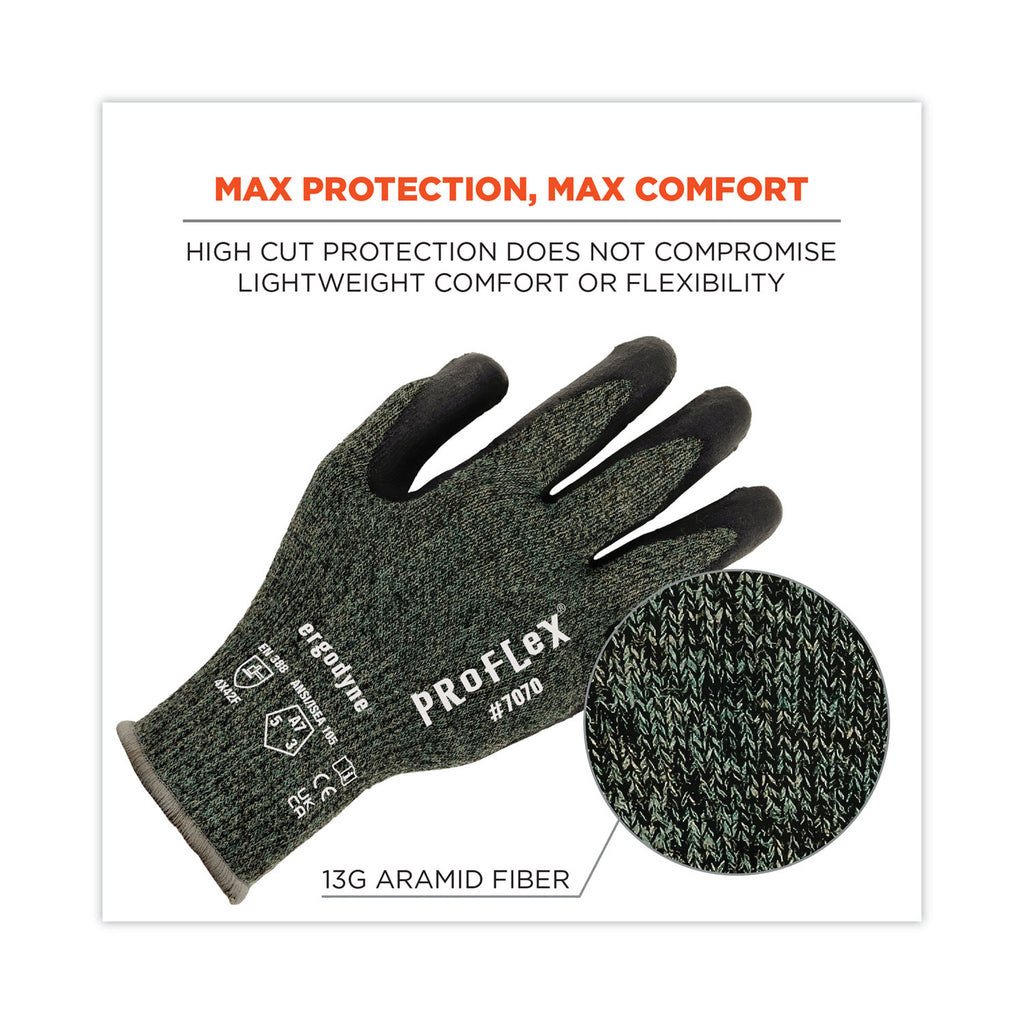 ProFlex 7070 ANSI A7 Nitrile Coated CR Gloves, Green, Small, 12 Pairs/Pack, Ships in 1-3 Business Days