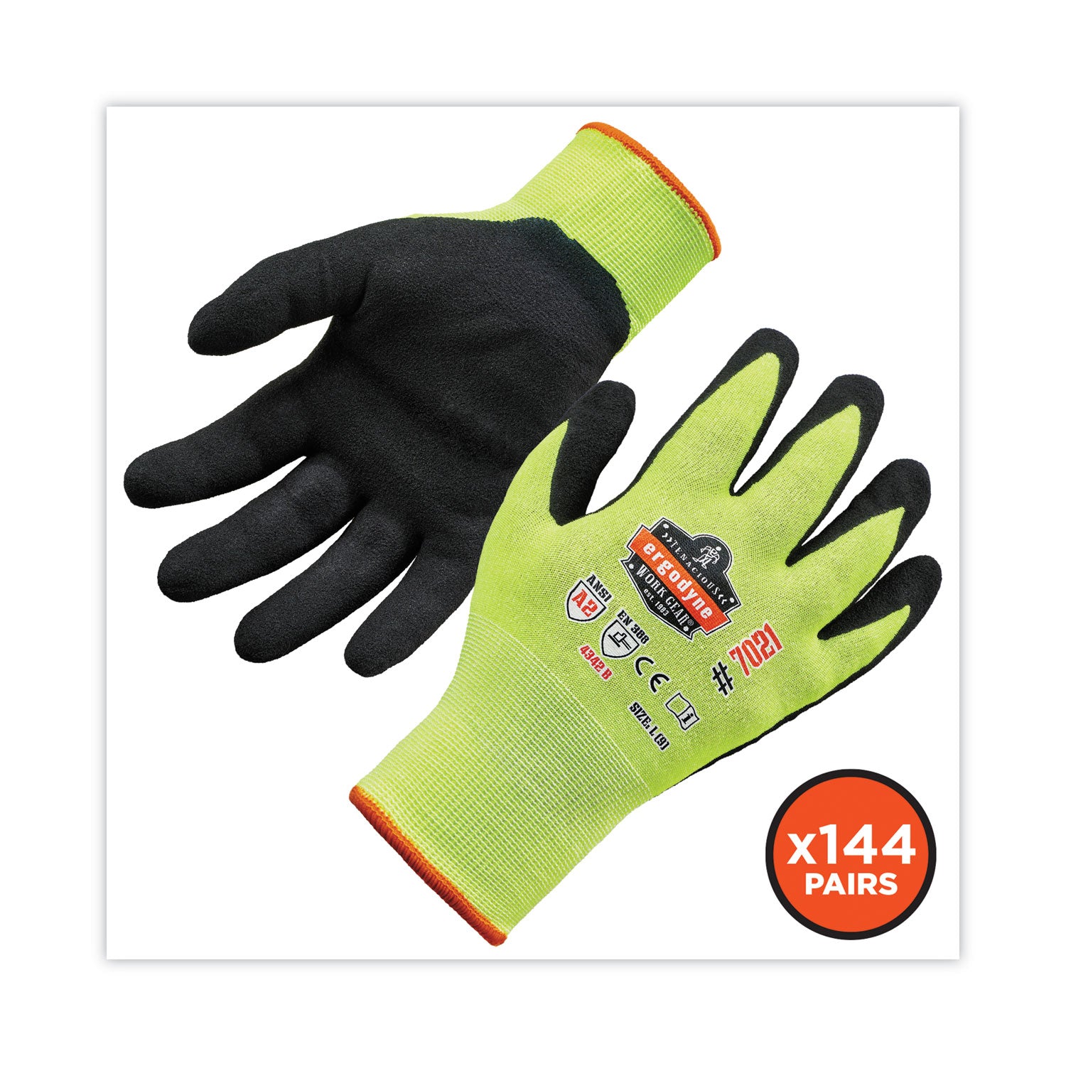 proflex-7021-hi-vis-nitrile-coated-cr-gloves-lime-large-144-pairs-carton-ships-in-1-3-business-days_ego17864 - 2