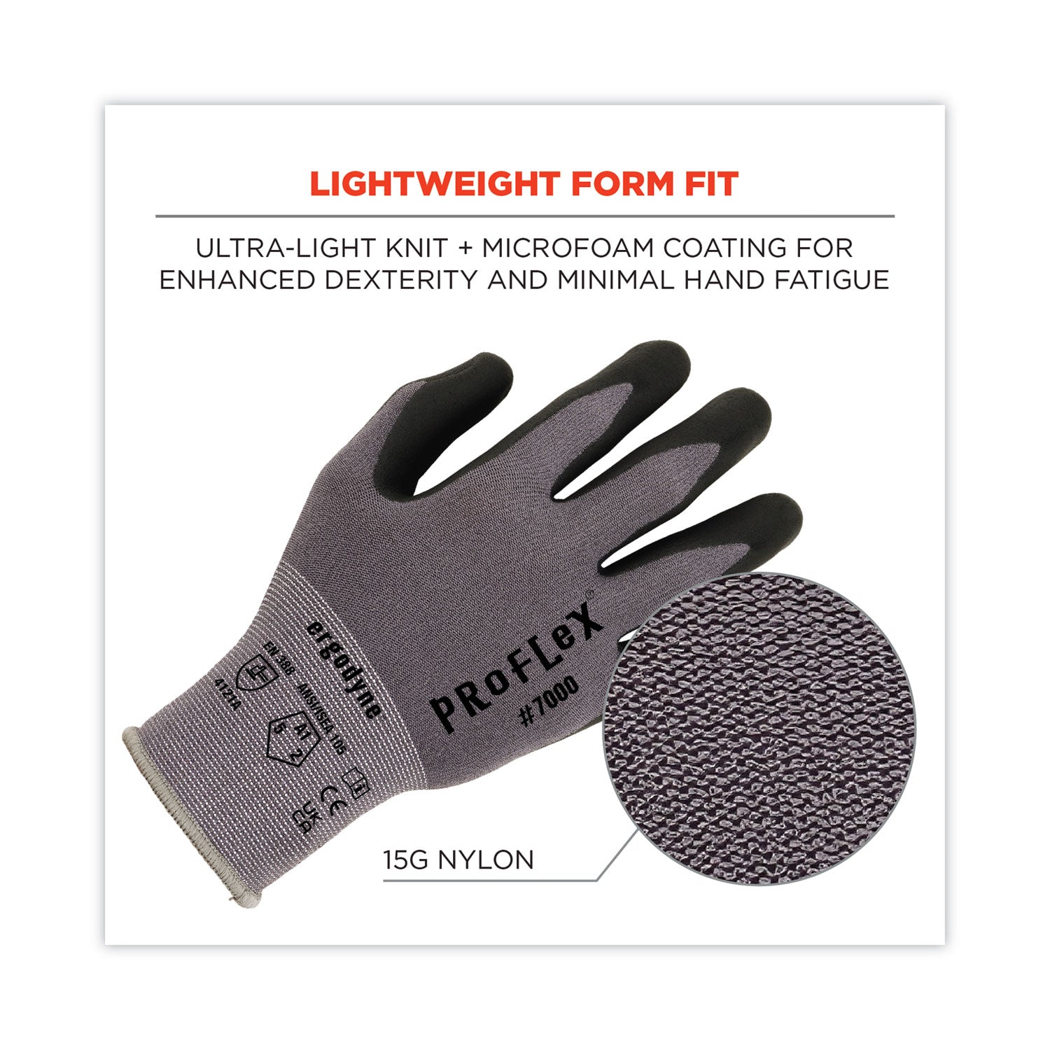 ProFlex 7000 Nitrile-Coated Gloves Microfoam Palm, Gray, Small, Pair, Ships in 1-3 Business Days