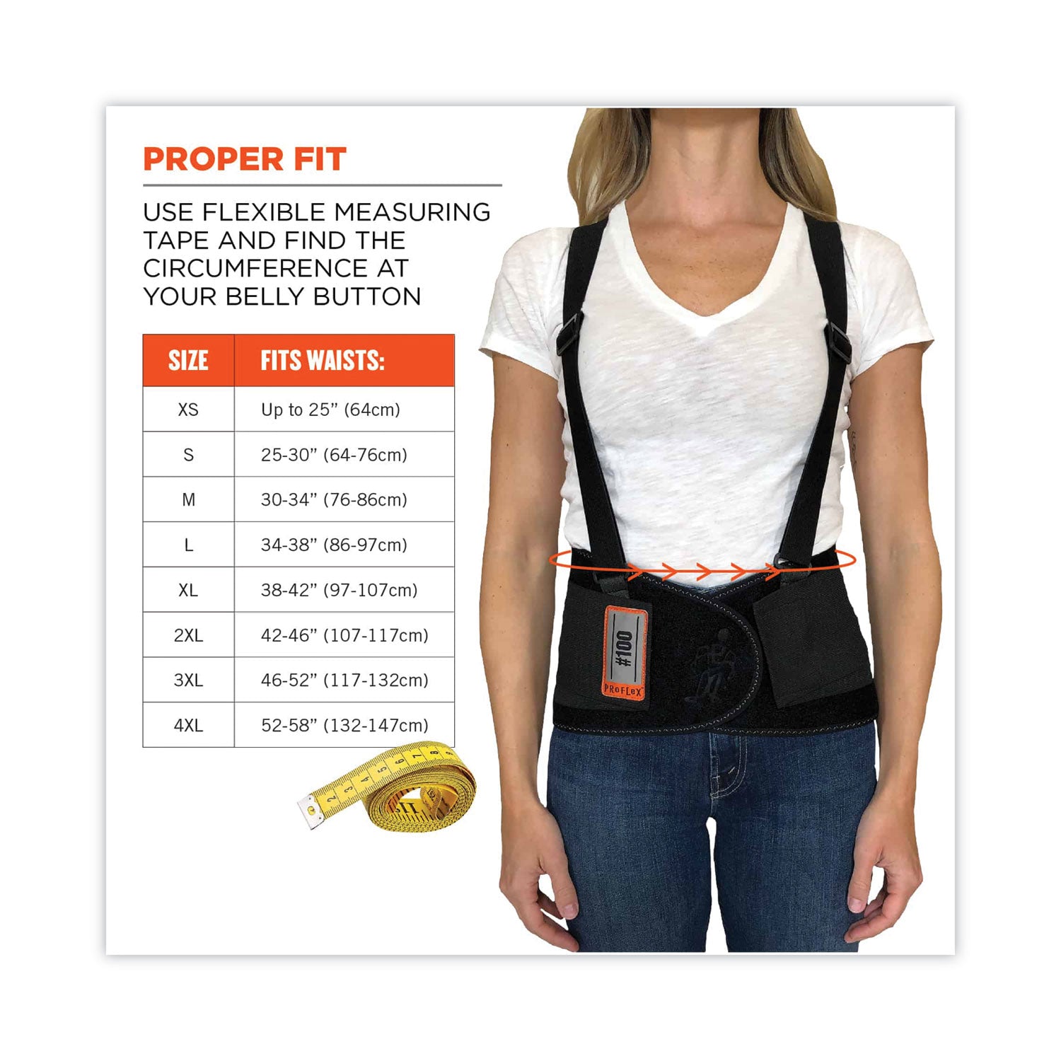 ProFlex 100 Economy Spandex Back Support Brace, Small, 25" to 30" Waist, Black, Ships in 1-3 Business Days