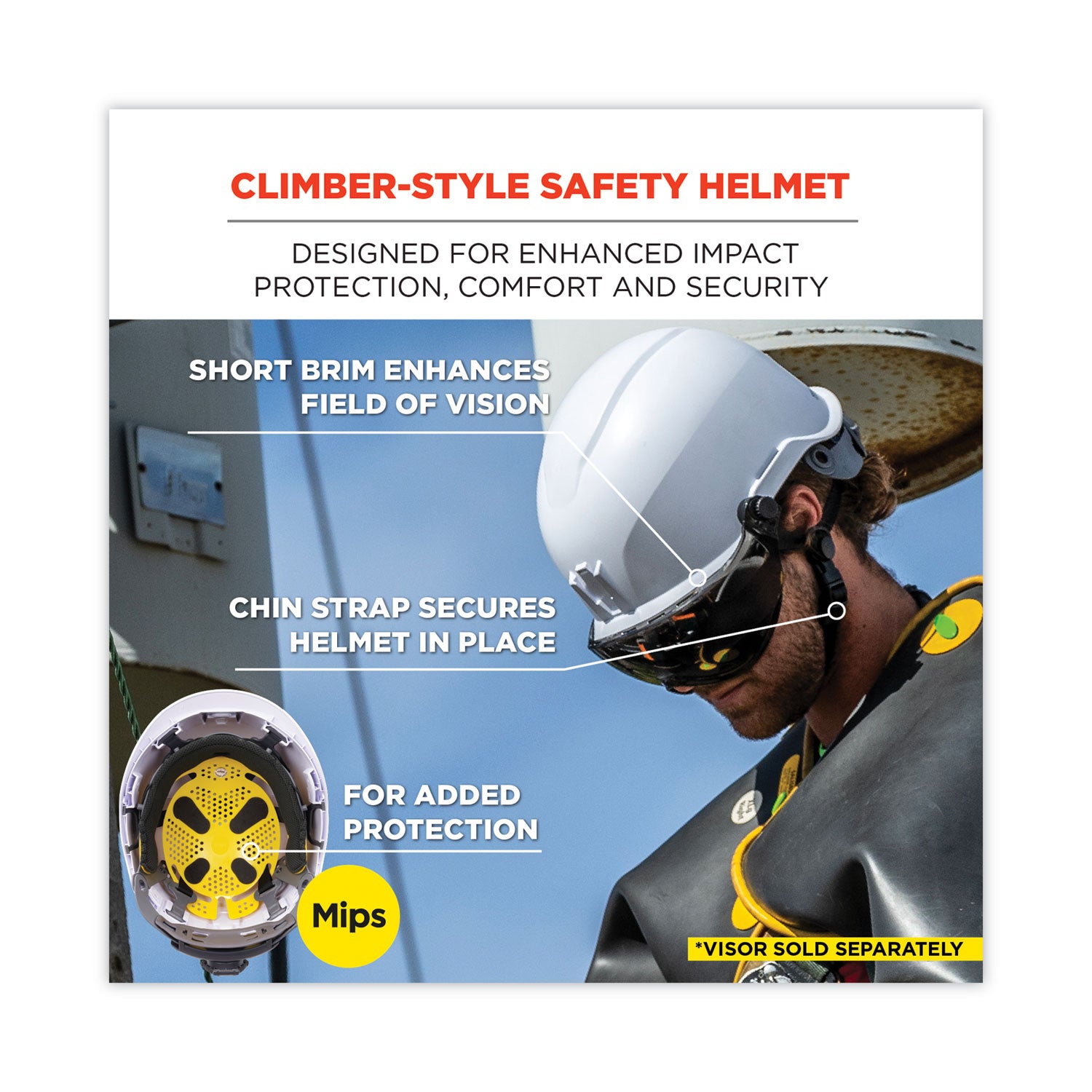 Skullerz 8974-MIPS Class E Safety Helmet with MIPS Elevate Ratchet Suspension, White, Ships in 1-3 Business Days