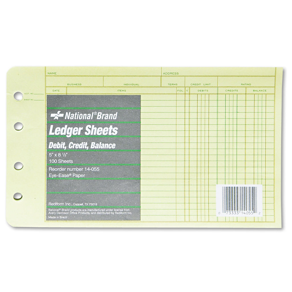 Four-Ring Binder Refill Sheets, 5 x 8.5, Green, 100/Pack - 