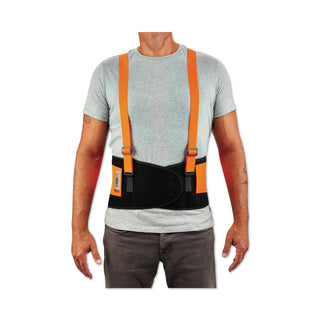 ProFlex 100HV Economy Hi-Vis Spandex Back Support Brace, Medium, 30" to 34" Waist, Black/Orange, Ships in 1-3 Business Days