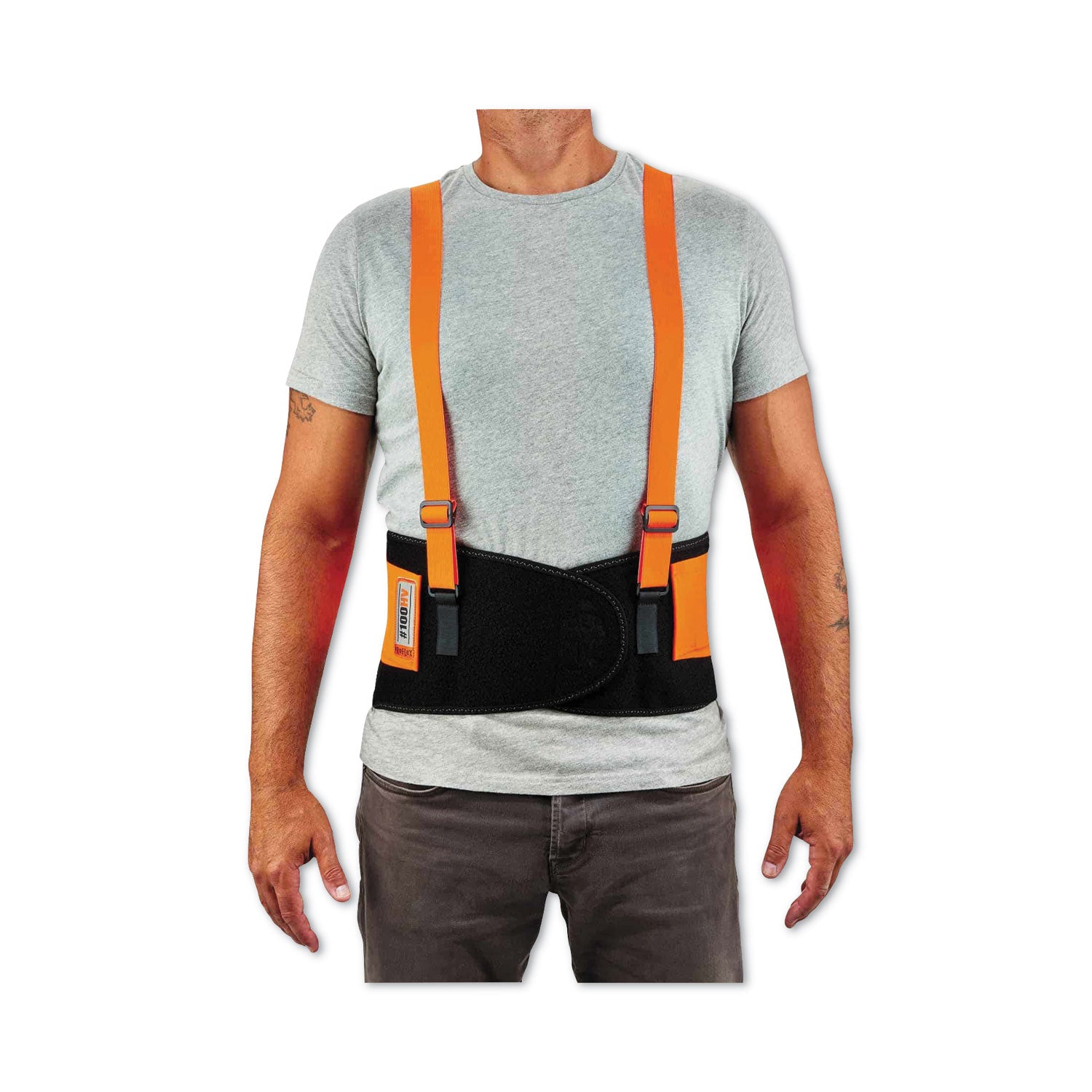 ProFlex 100HV Economy Hi-Vis Spandex Back Support Brace, Small, 25" to 30" Waist, Black/Orange, Ships in 1-3 Business Days