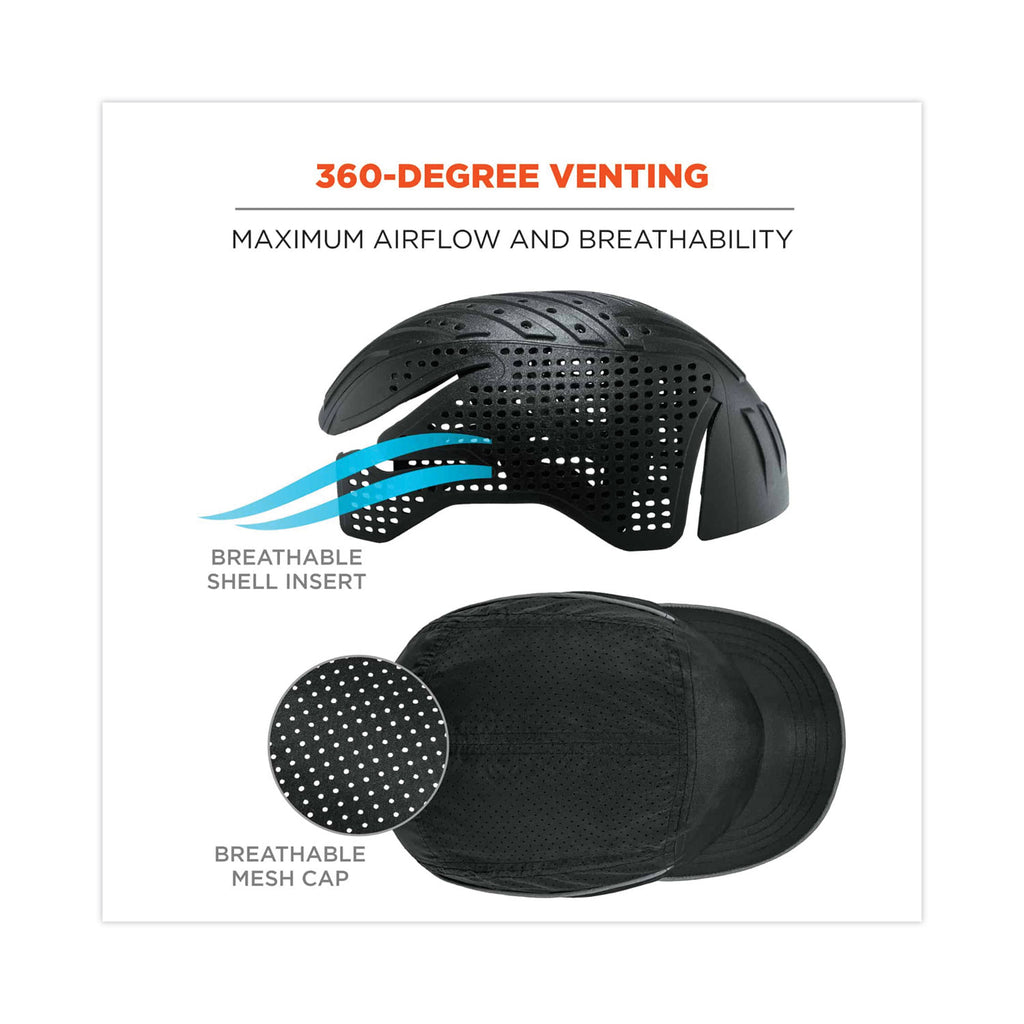 Skullerz 8955 Lightweight Bump Cap Hat, Short Brim, Black, Ships in 1-3 Business Days