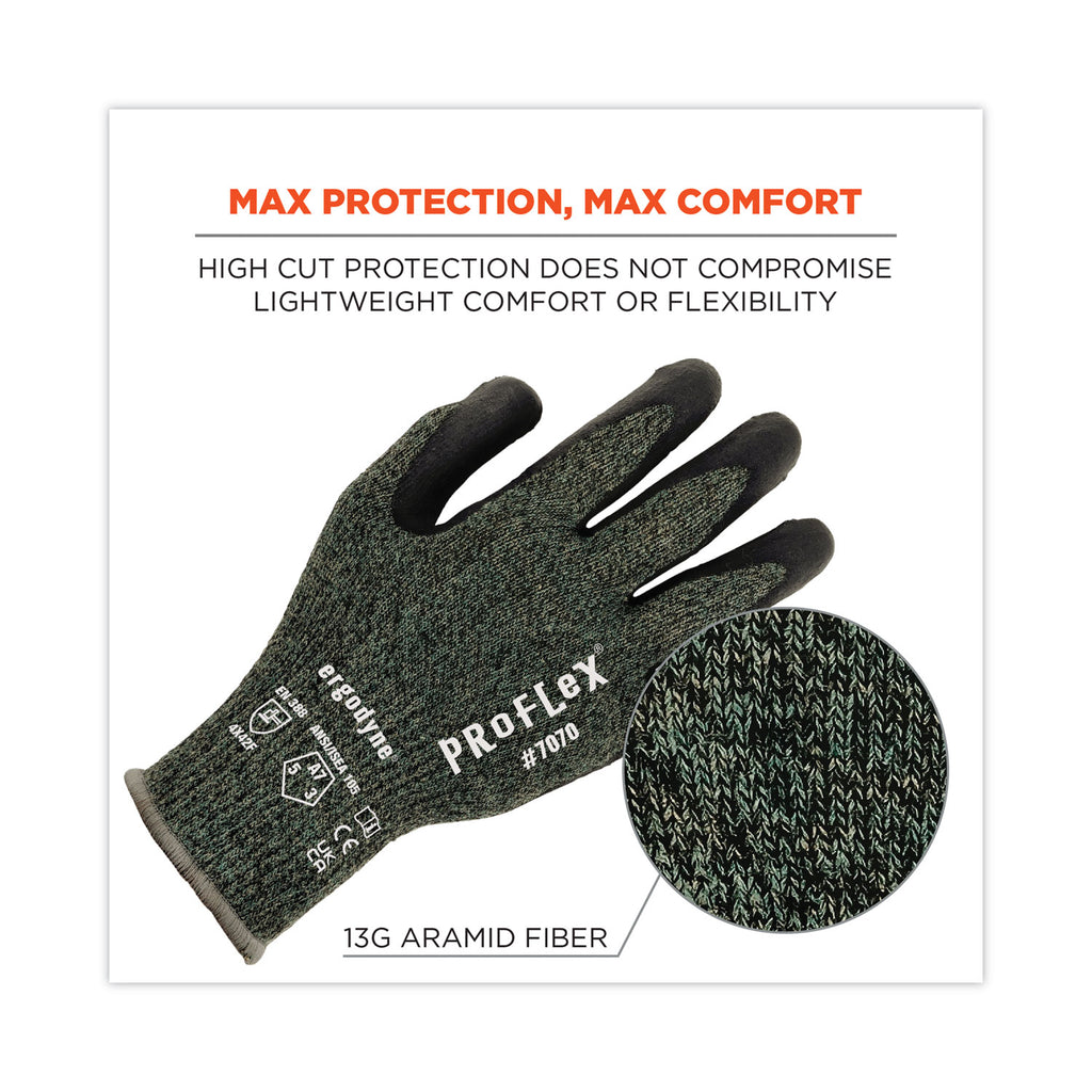 ProFlex 7070 ANSI A7 Nitrile Coated CR Gloves, Green, Medium, Pair, Ships in 1-3 Business Days