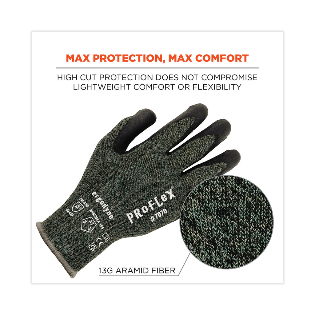 ProFlex 7070 ANSI A7 Nitrile Coated CR Gloves, Green, Large, Pair, Ships in 1-3 Business Days
