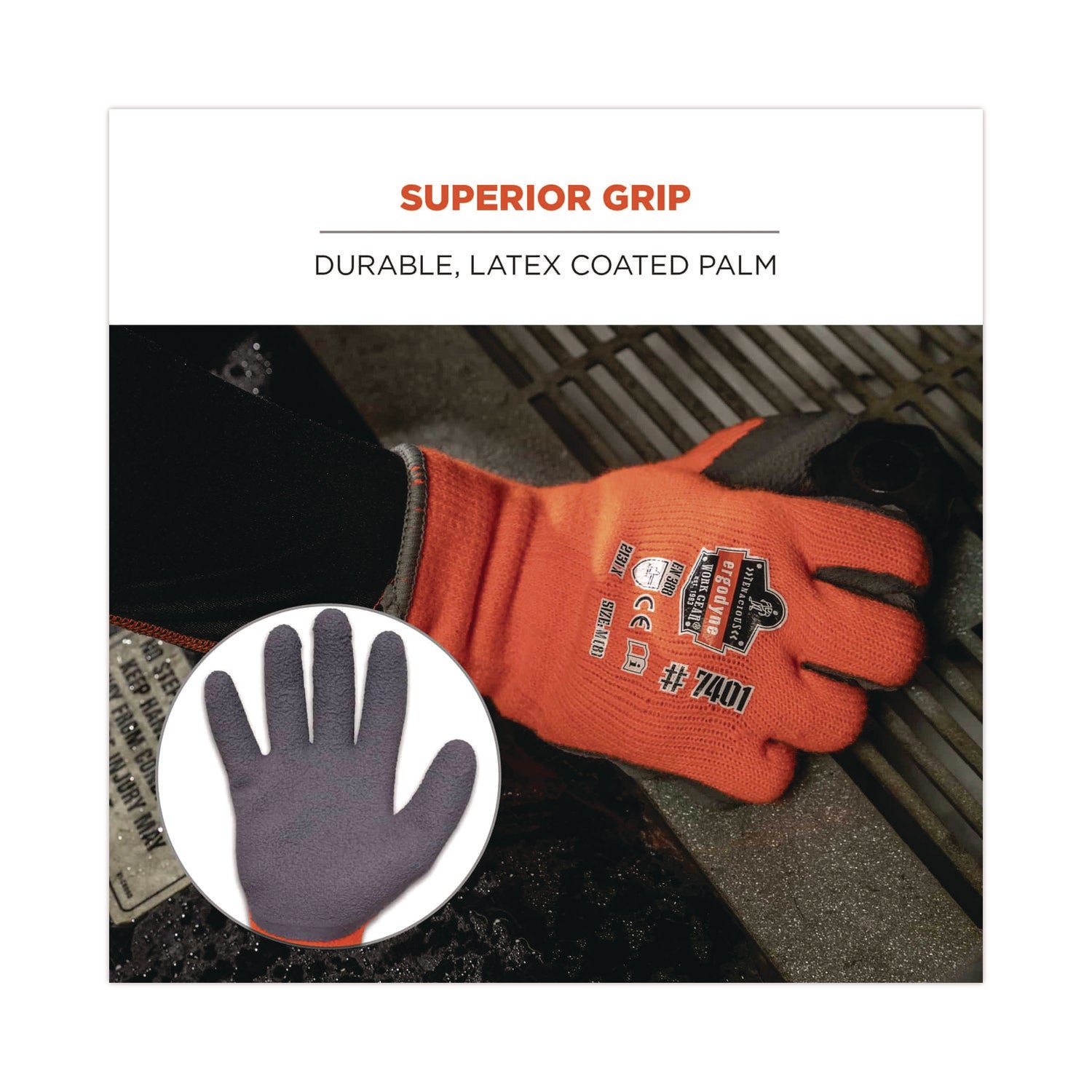 ProFlex 7401 Coated Lightweight Winter Gloves, Orange, 2X-Large, Pair, Ships in 1-3 Business Days