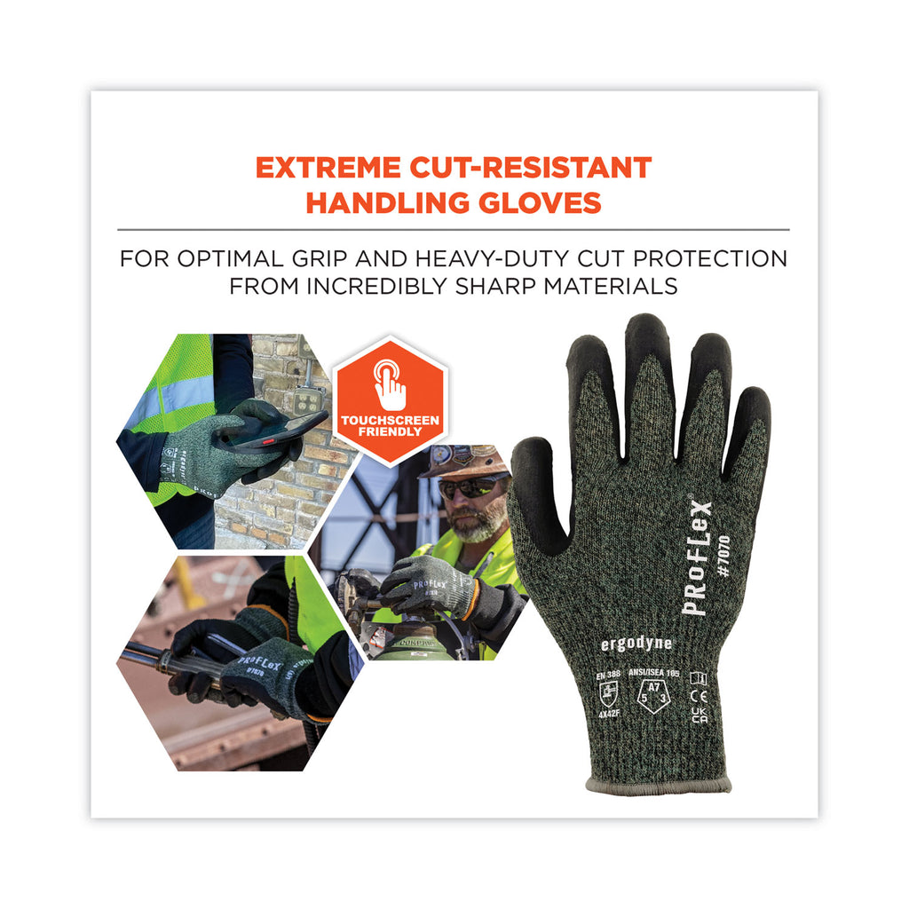 ProFlex 7070 ANSI A7 Nitrile Coated CR Gloves, Green, 2X-Large, Pair, Ships in 1-3 Business Days
