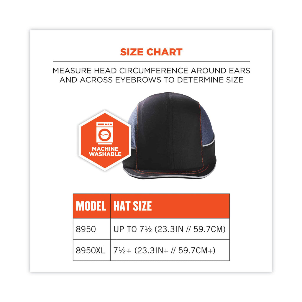 Skullerz 8950XL XL Bump Cap Hat, Long Brim, Black, Ships in 1-3 Business Days