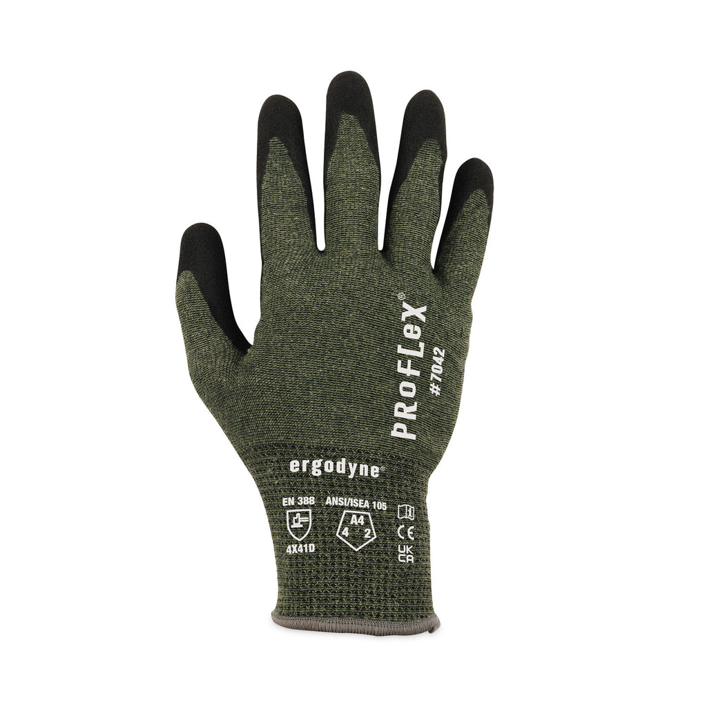 ProFlex 7042 ANSI A4 Nitrile-Coated CR Gloves, Green, Large, Pair, Ships in 1-3 Business Days