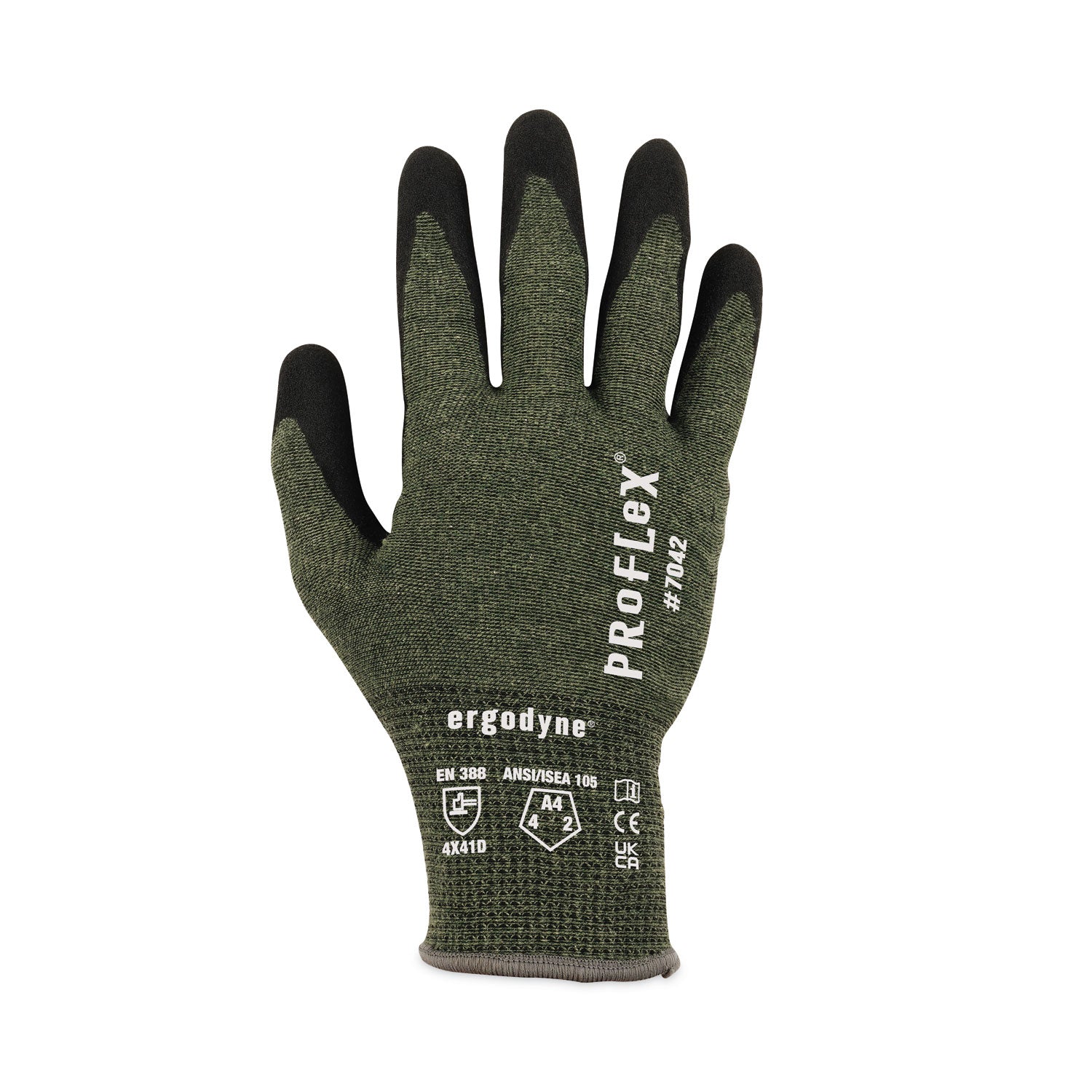 ProFlex 7042 ANSI A4 Nitrile-Coated CR Gloves, Green, Large, Pair, Ships in 1-3 Business Days