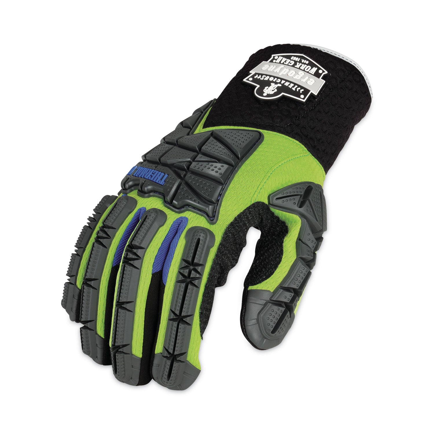 ProFlex 925WP Performance Dorsal Impact-Reducing Thermal Waterprf Gloves, Black/Lime, Large, Pair, Ships in 1-3 Business Days