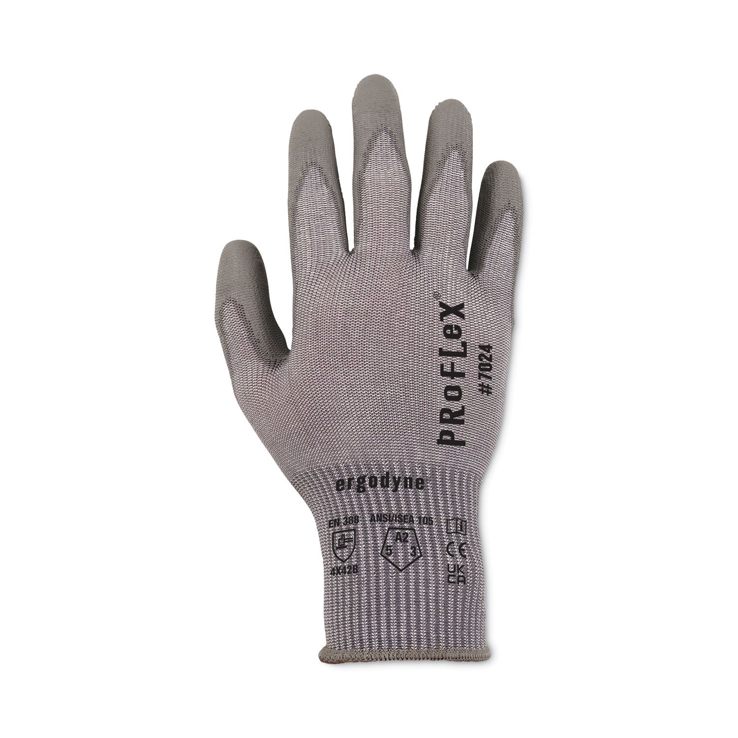 ProFlex 7024 ANSI A2 PU Coated CR Gloves, Gray, Large, 12 Pairs/Pack, Ships in 1-3 Business Days