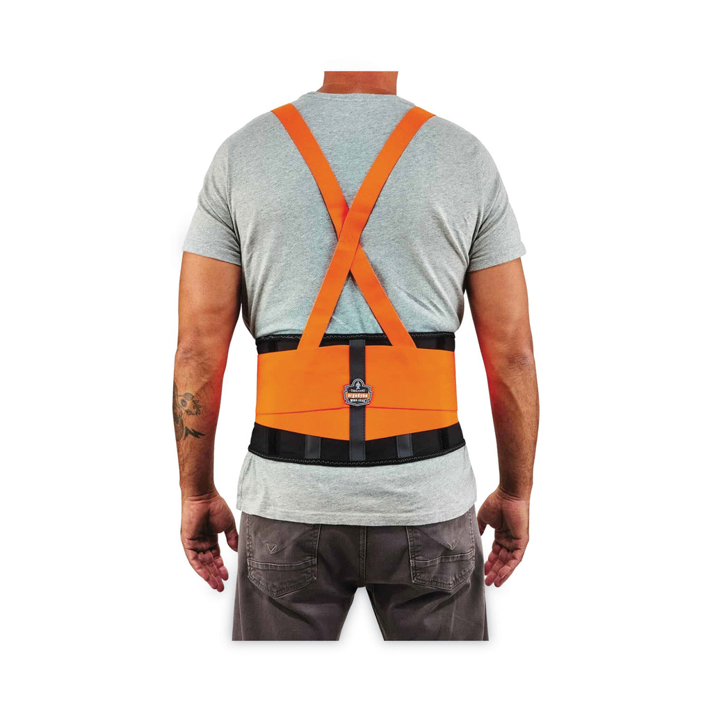 ProFlex 100HV Economy Hi-Vis Spandex Back Support Brace, 2X-Large, 42" to 46" Waist, Black/Orange, Ships in 1-3 Business Days
