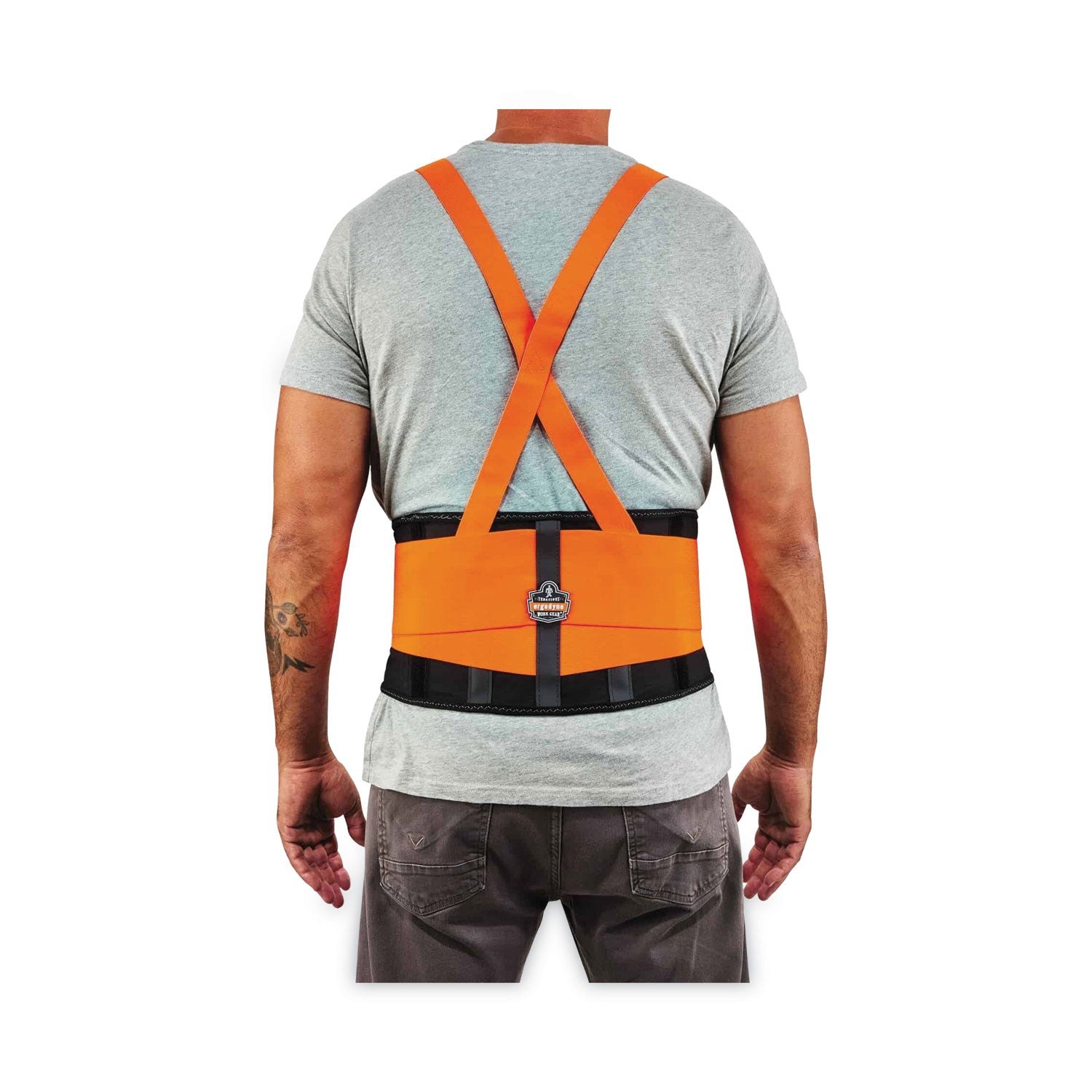 ProFlex 100HV Economy Hi-Vis Spandex Back Support Brace, 2X-Large, 42" to 46" Waist, Black/Orange, Ships in 1-3 Business Days