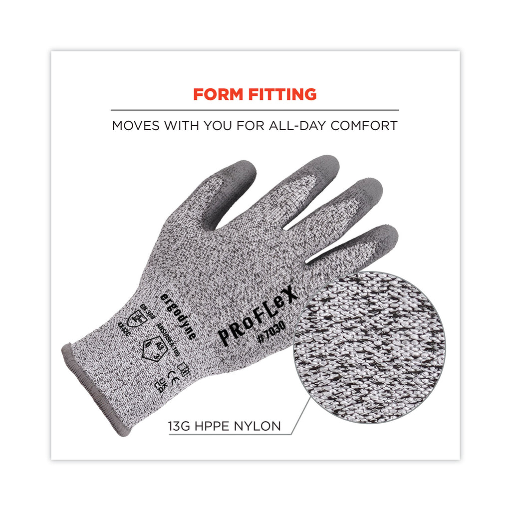 ProFlex 7030 ANSI A3 PU Coated CR Gloves, Gray, X-Large, Pair, Ships in 1-3 Business Days