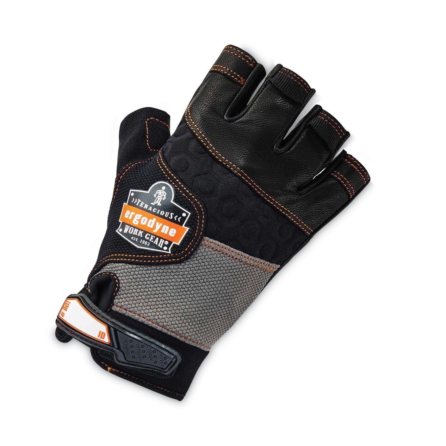 ProFlex 901 Half-Finger Leather Impact Gloves, Black, X-Large, Pair, Ships in 1-3 Business Days