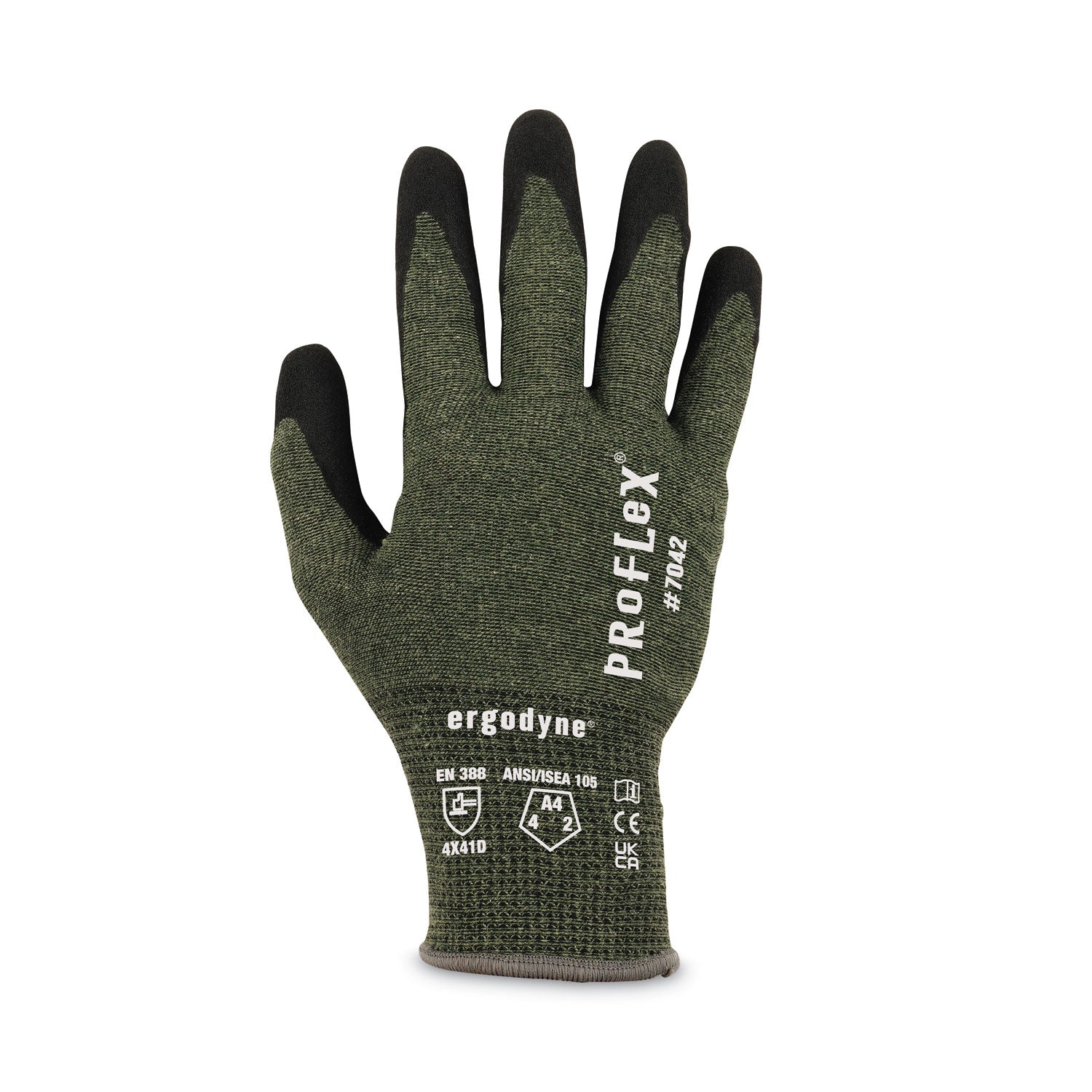 ProFlex 7042 ANSI A4 Nitrile-Coated CR Gloves, Green, Small, Pair, Ships in 1-3 Business Days