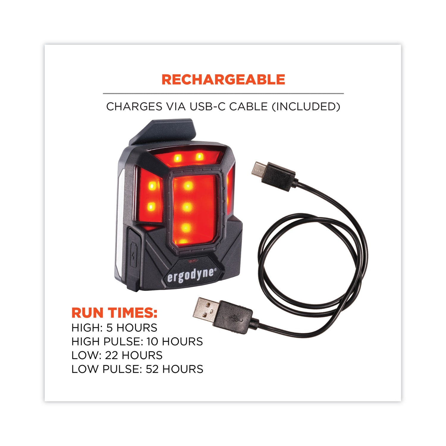 Skullerz 8993 Hard Hat Safety Light, 1.5 x 3 x 1.5, Black, Ships in 1-3 Business Days