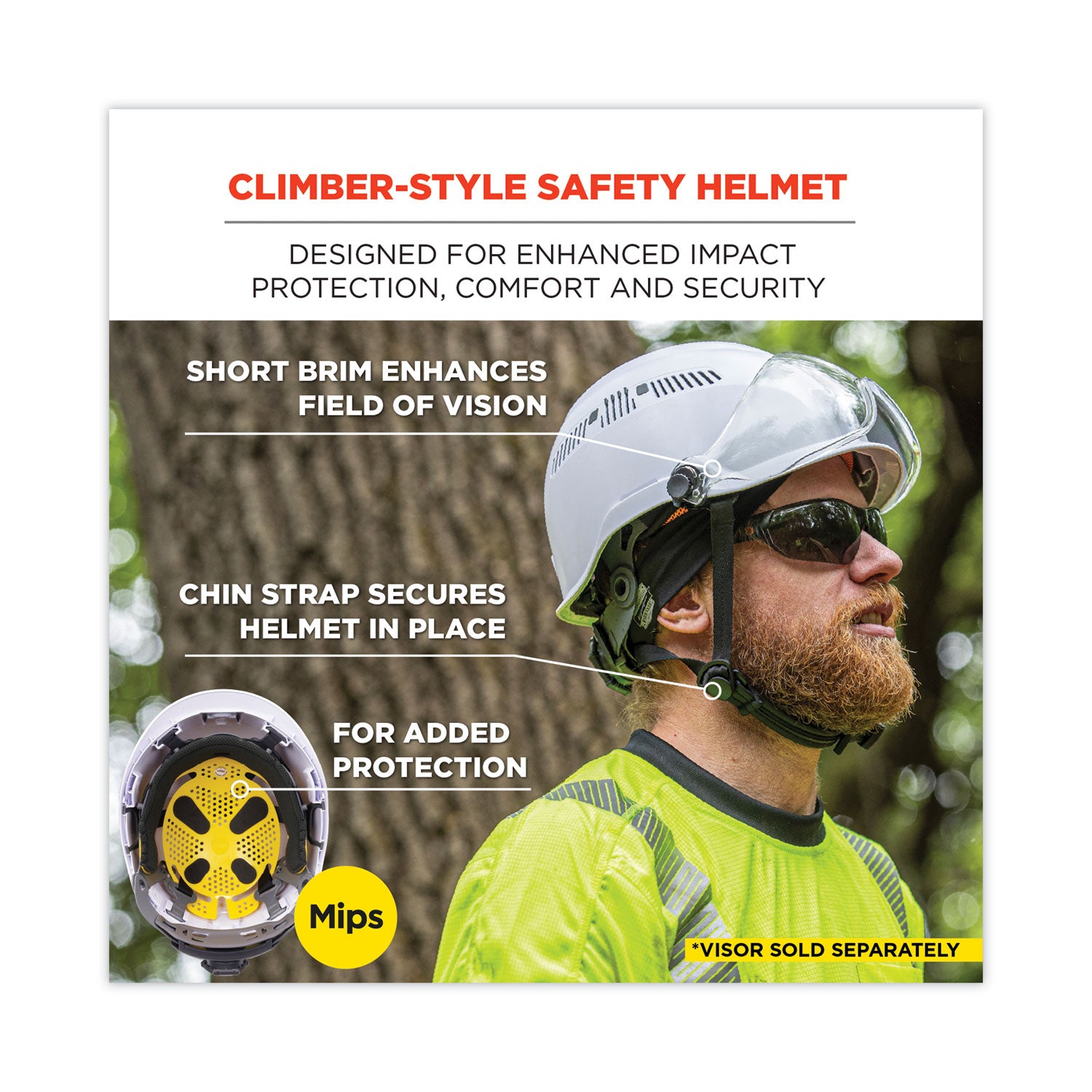 Skullerz 8975-MIPS Class C Safety Helmet with MIPS Elevate Ratchet Suspension, White, Ships in 1-3 Business Days