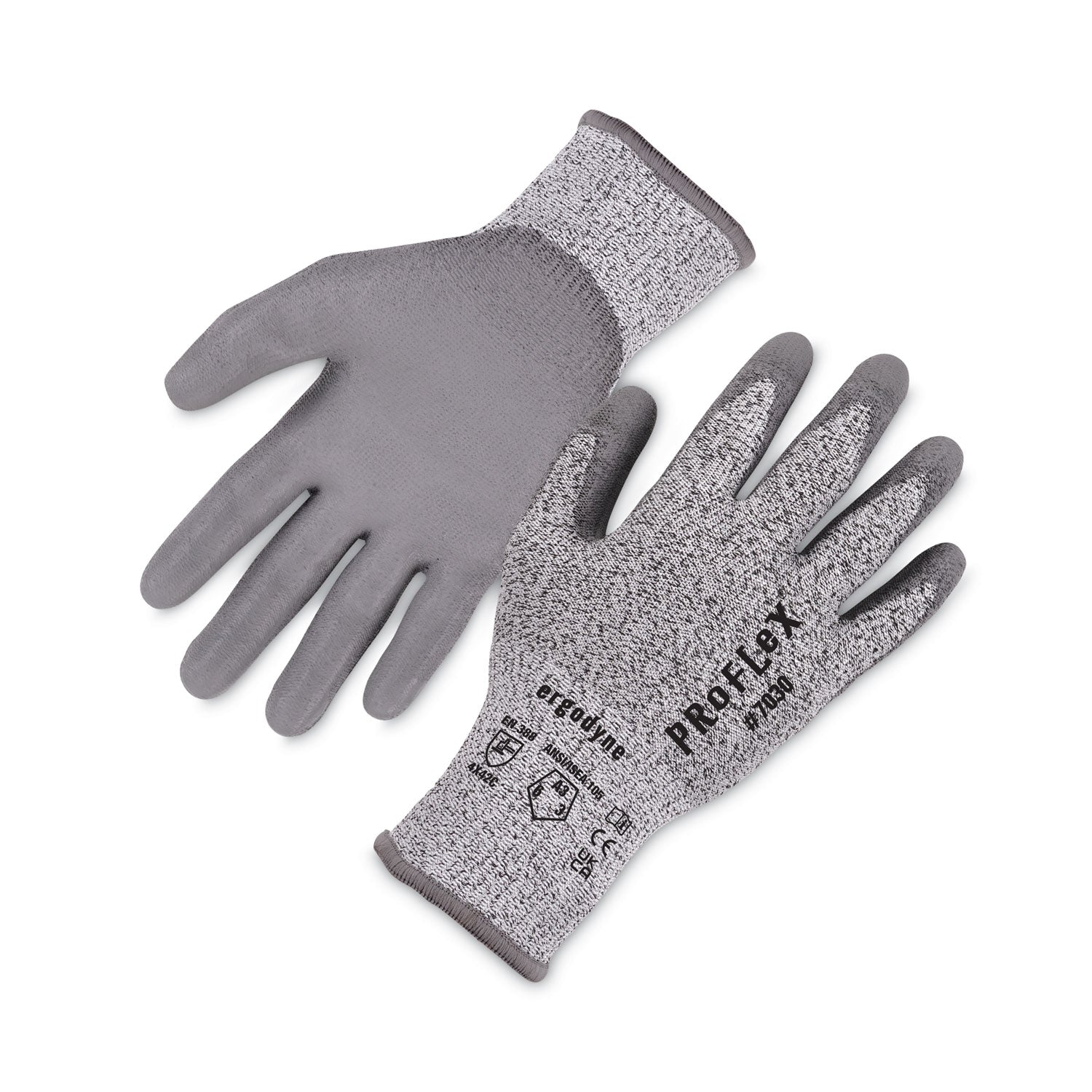 ProFlex 7030 ANSI A3 PU Coated CR Gloves, Gray, Medium, Pair, Ships in 1-3 Business Days