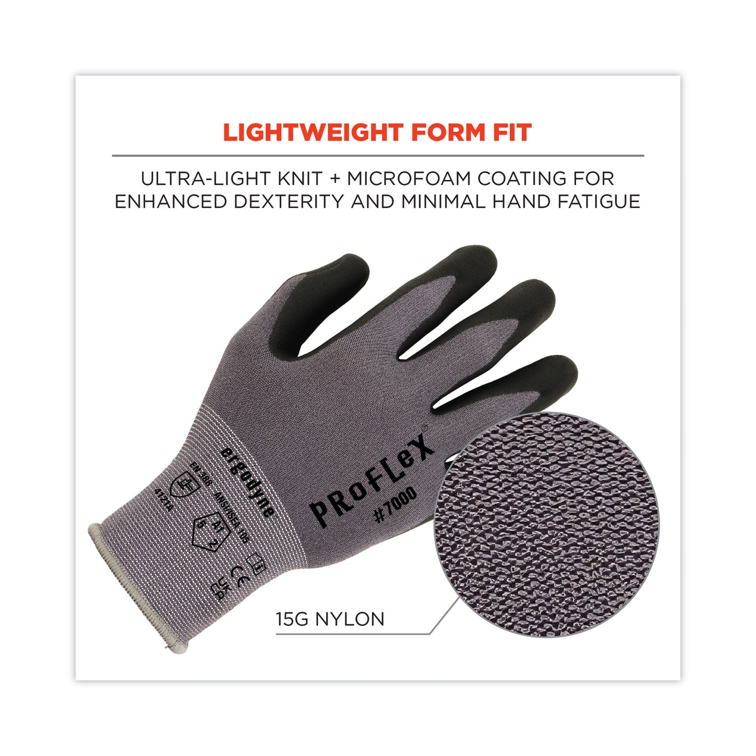 ProFlex 7000 Nitrile-Coated Gloves Microfoam Palm, Gray, X-Large, 12 Pairs/Pack, Ships in 1-3 Business Days