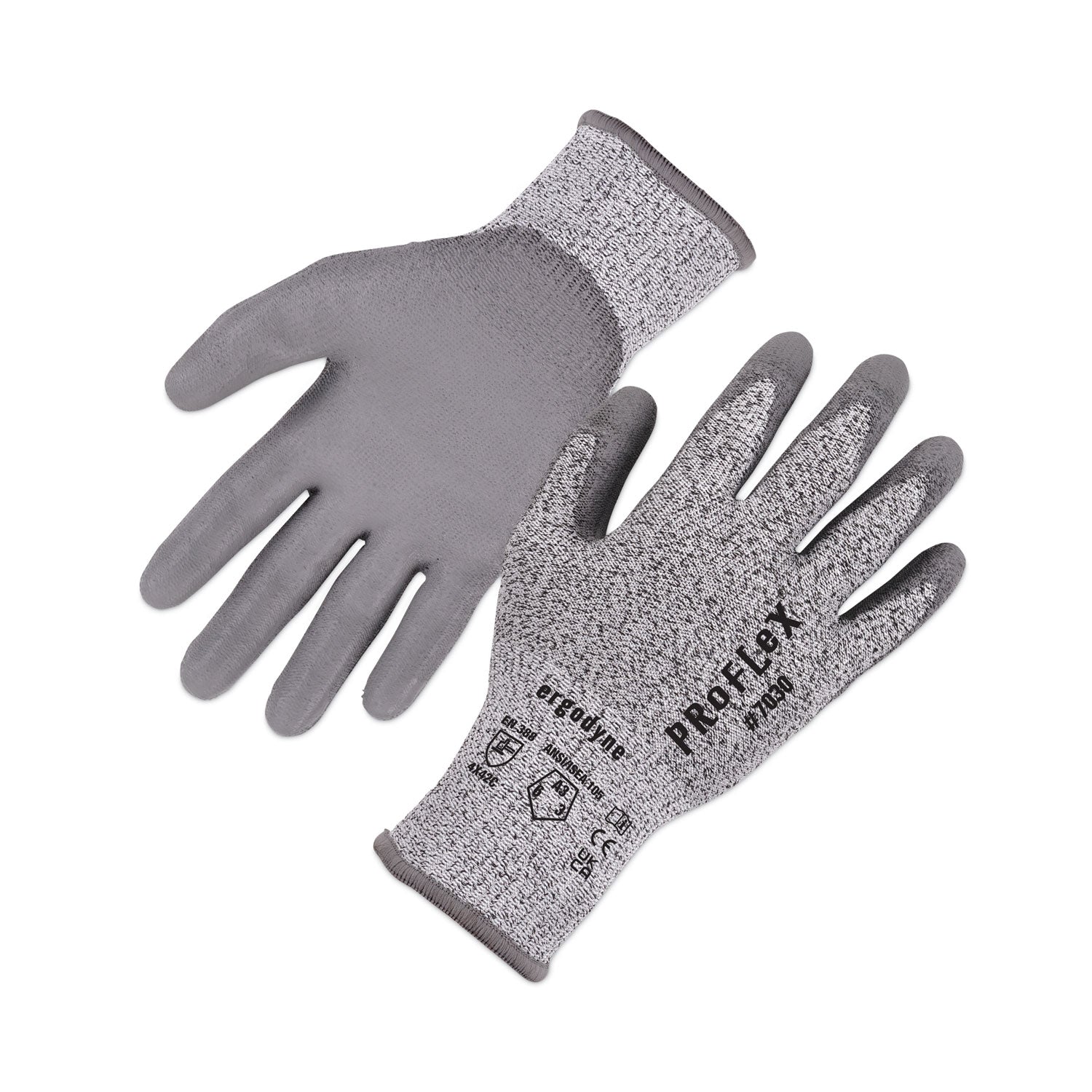 ProFlex 7030 ANSI A3 PU Coated CR Gloves, Gray, Large, Pair, Ships in 1-3 Business Days