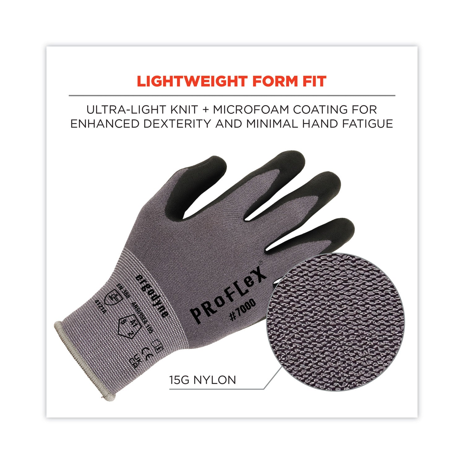 ProFlex 7000 Nitrile-Coated Gloves Microfoam Palm, Gray, 2X-Large, 12 Pairs/Pack, Ships in 1-3 Business Days